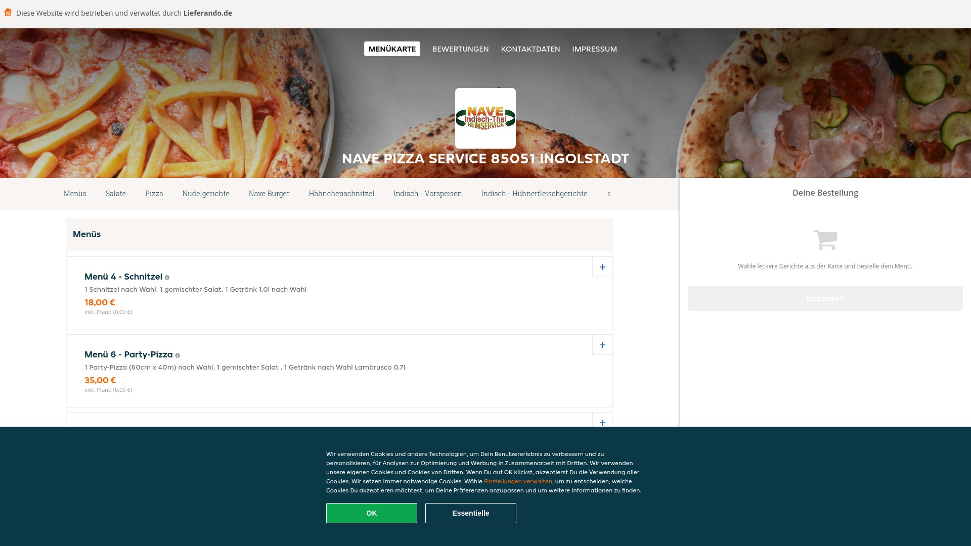 website screenshot of https://navepizzaservice-ingolstadt.de/