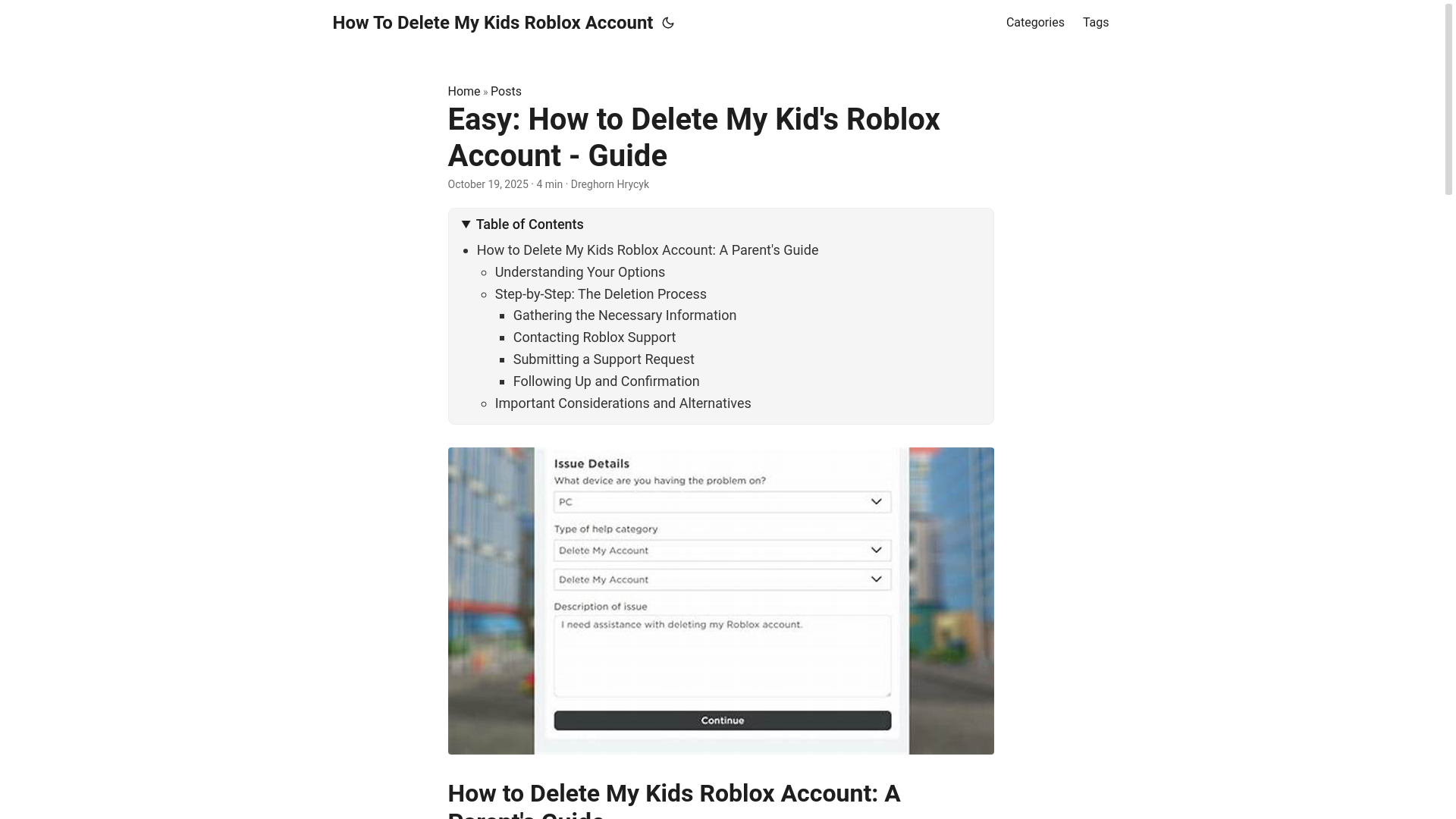 website screenshot of https://how-to-delete-my-kids-roblox-account.pages.dev/