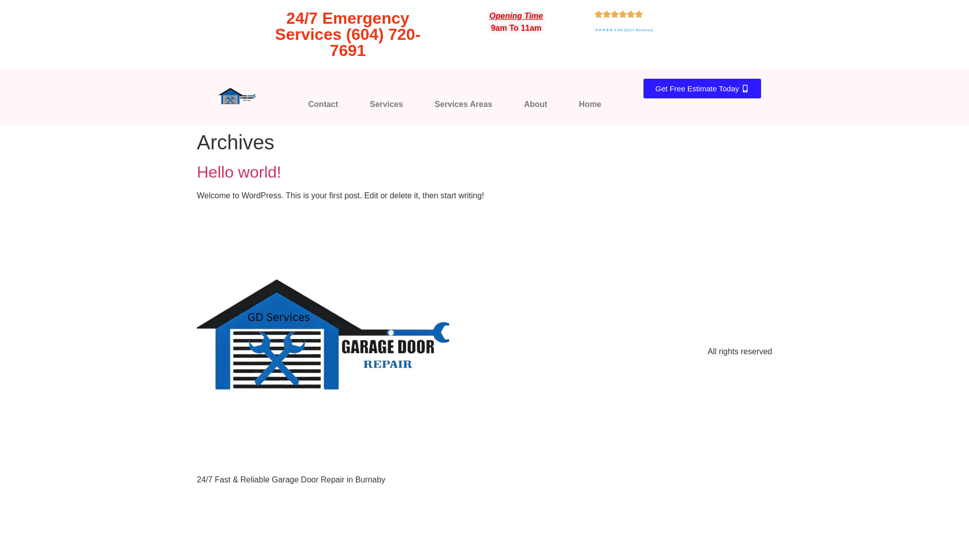 website screenshot of https://garagedoorburnaby.com/