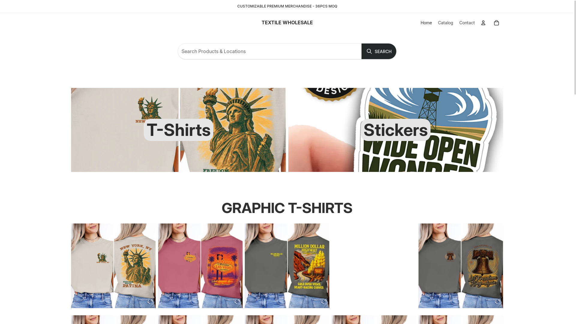 website screenshot of https://textilewholesalemerch.com/