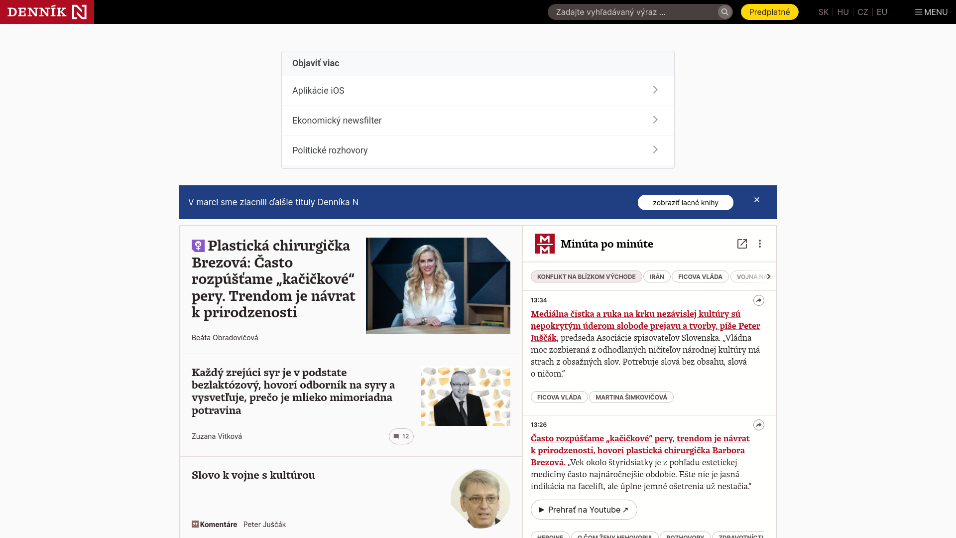 website screenshot of https://dennikn.sk