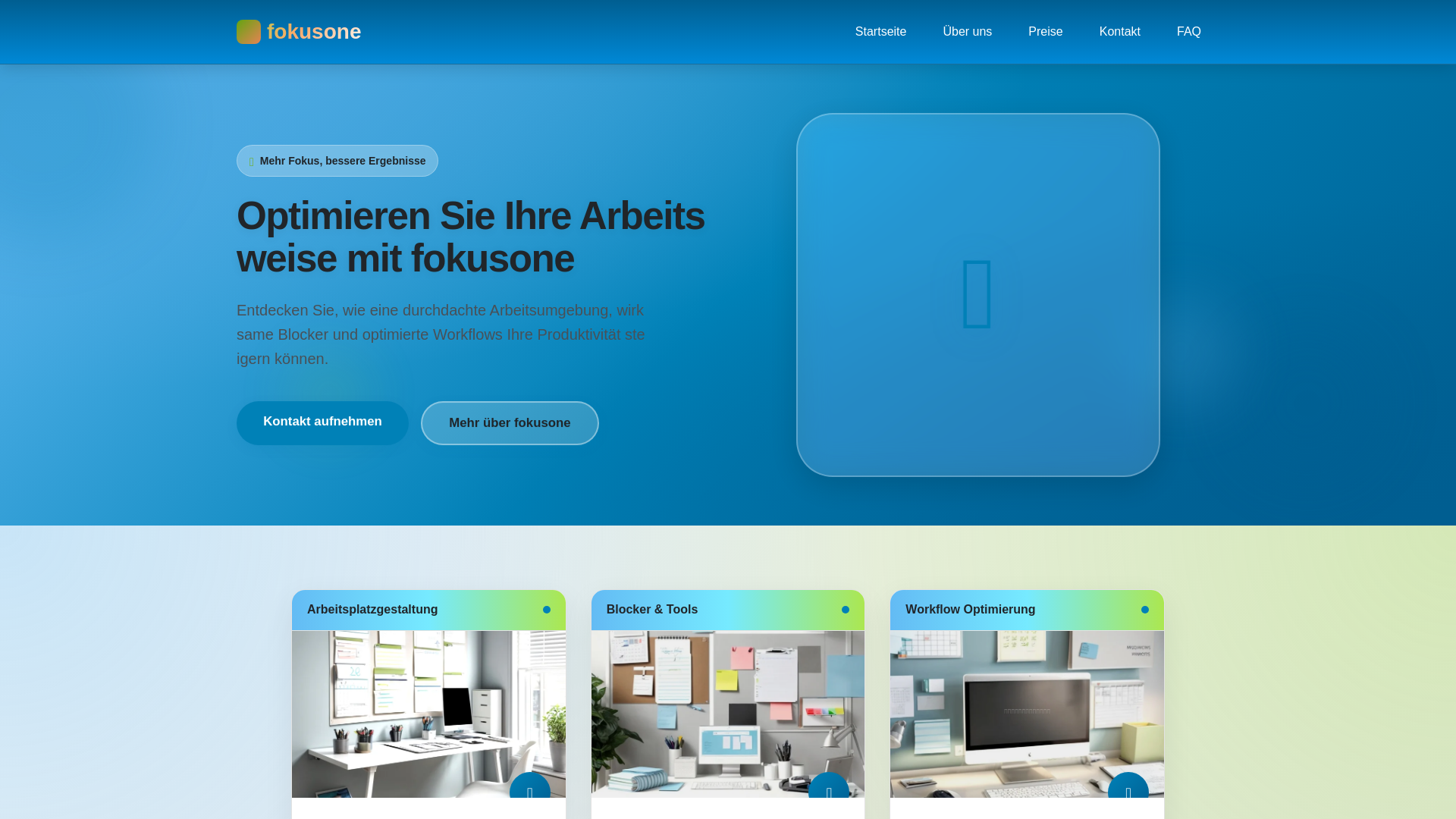 website screenshot of https://fokusone.tech/