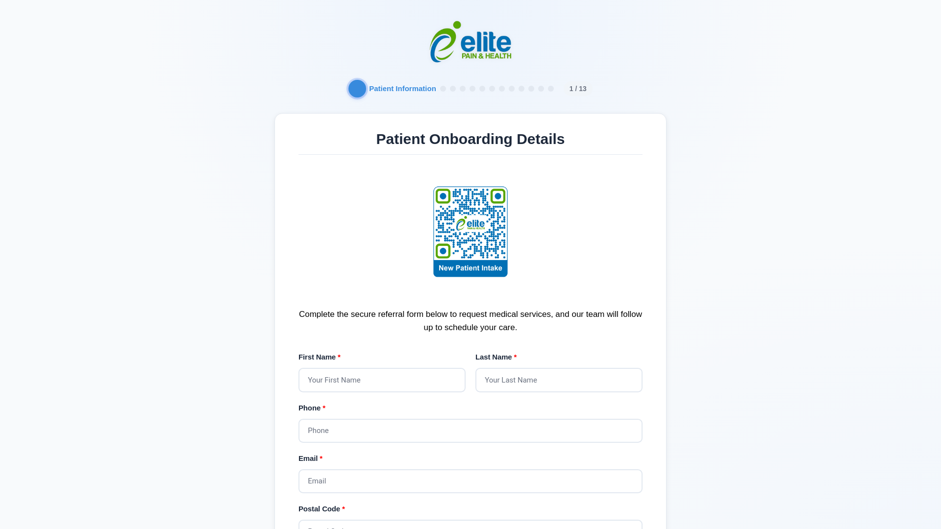 website screenshot of https://agencyintake.epainhealth.com