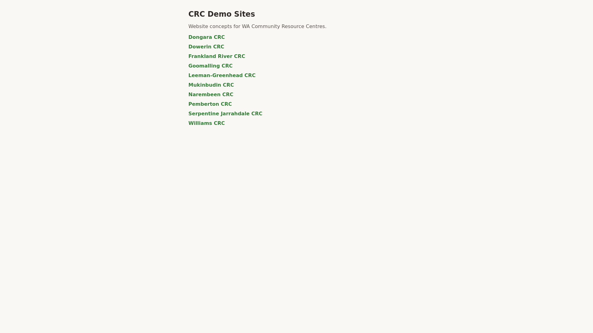 website screenshot of https://linkwest-crc-demos.pages.dev/