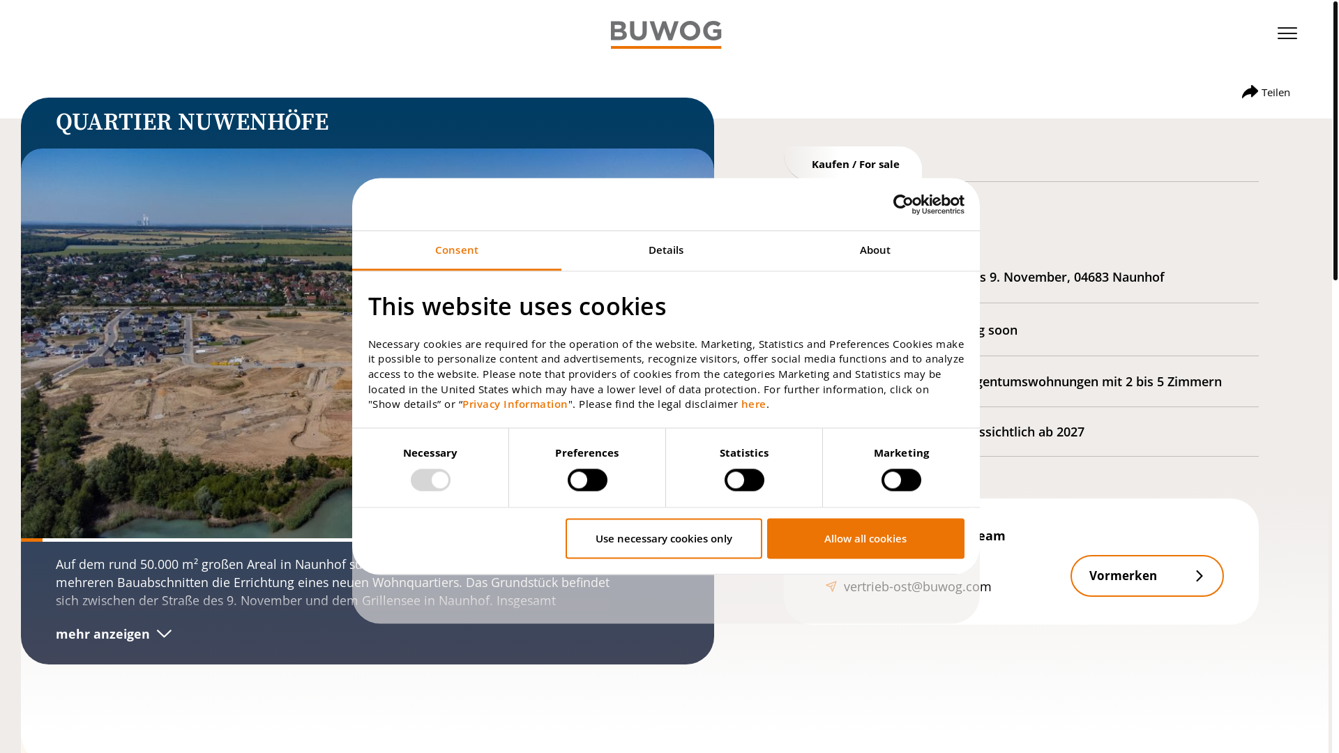 website screenshot of https://buwog-seehain.de/