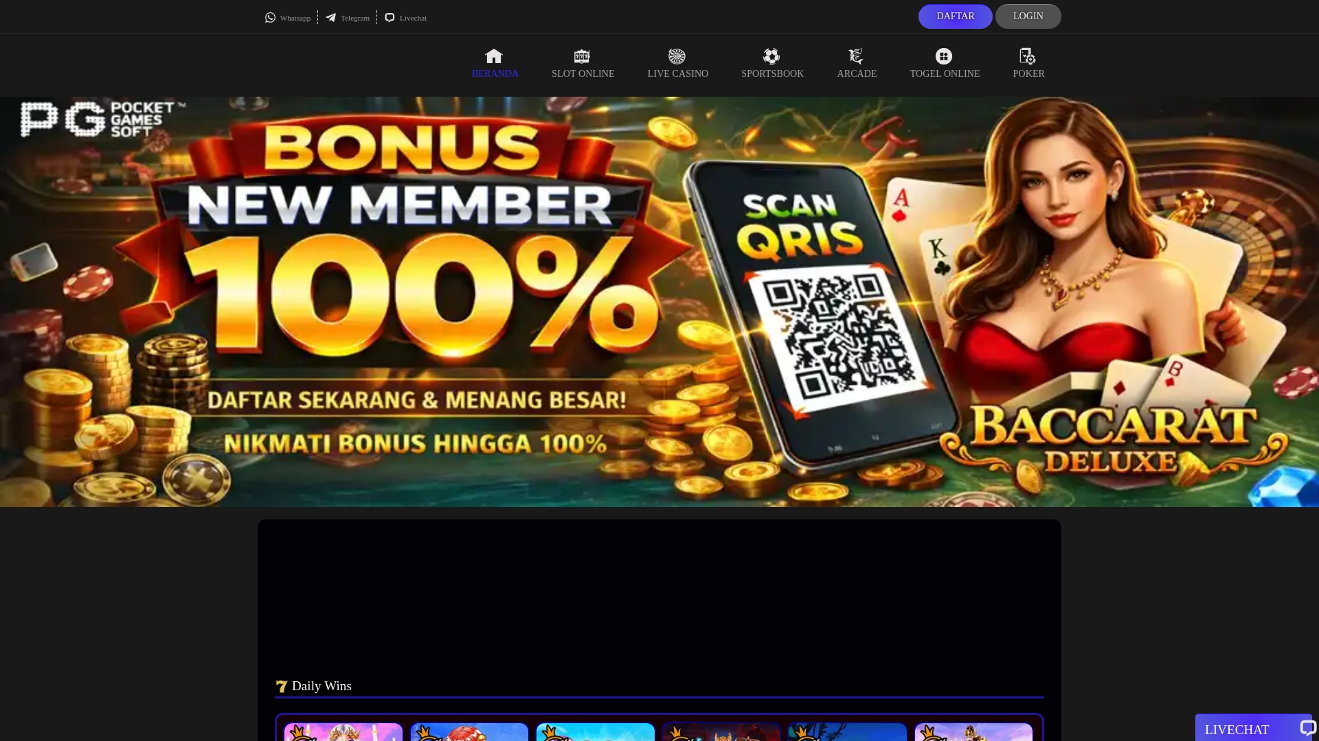 website screenshot of https://arwah123daftar.com/