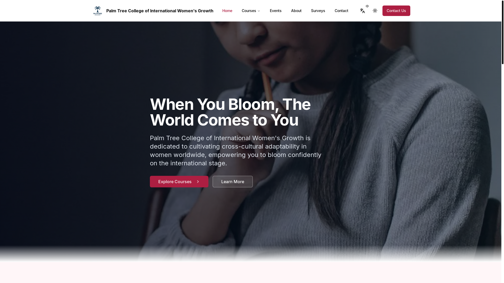 website screenshot of https://palmtreeacademy.online/