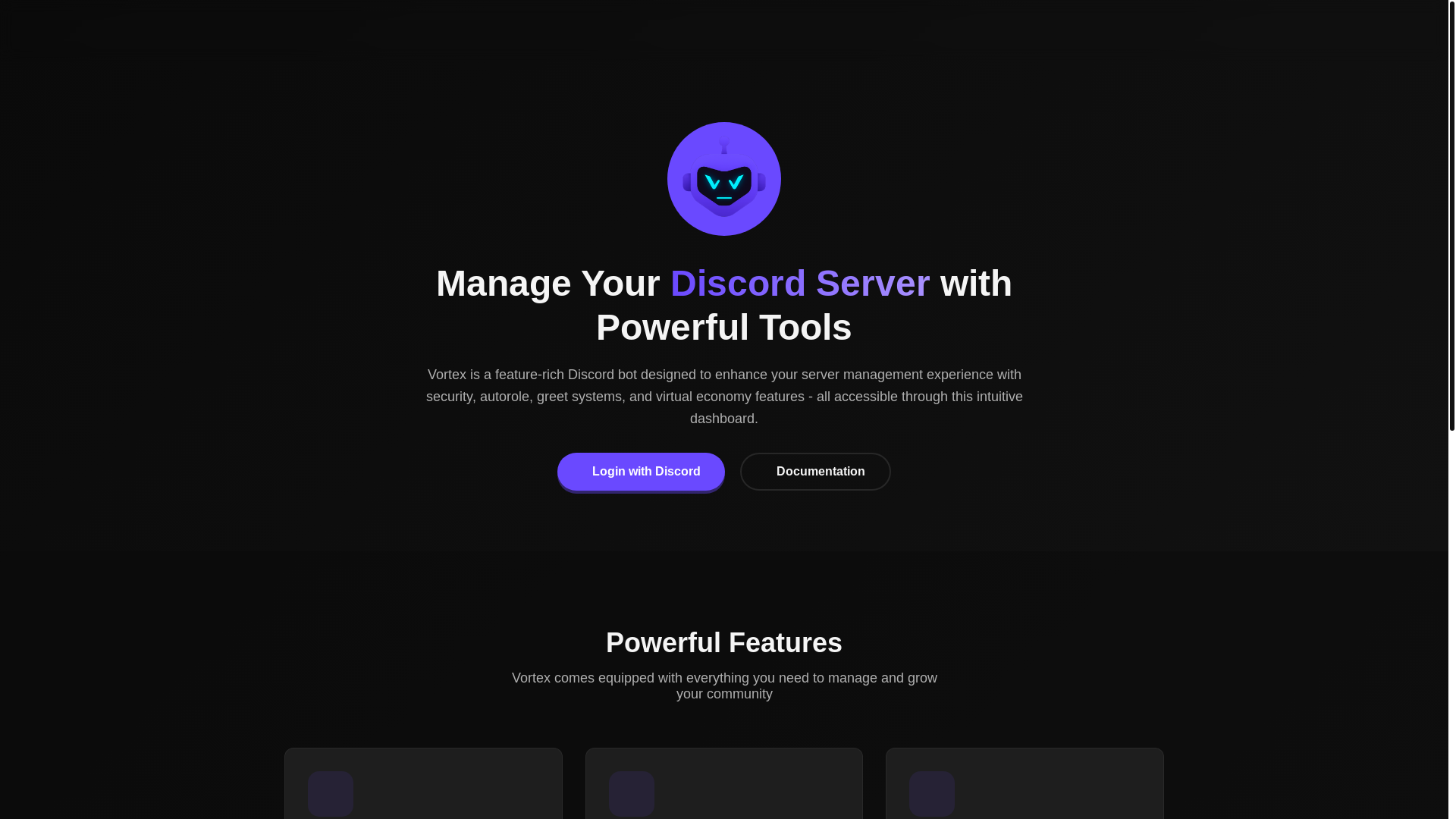 website screenshot of https://vortexbot.pages.dev/