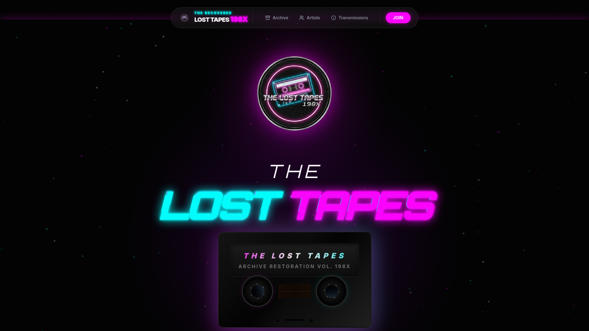website screenshot of https://thelosttapes198x.com/