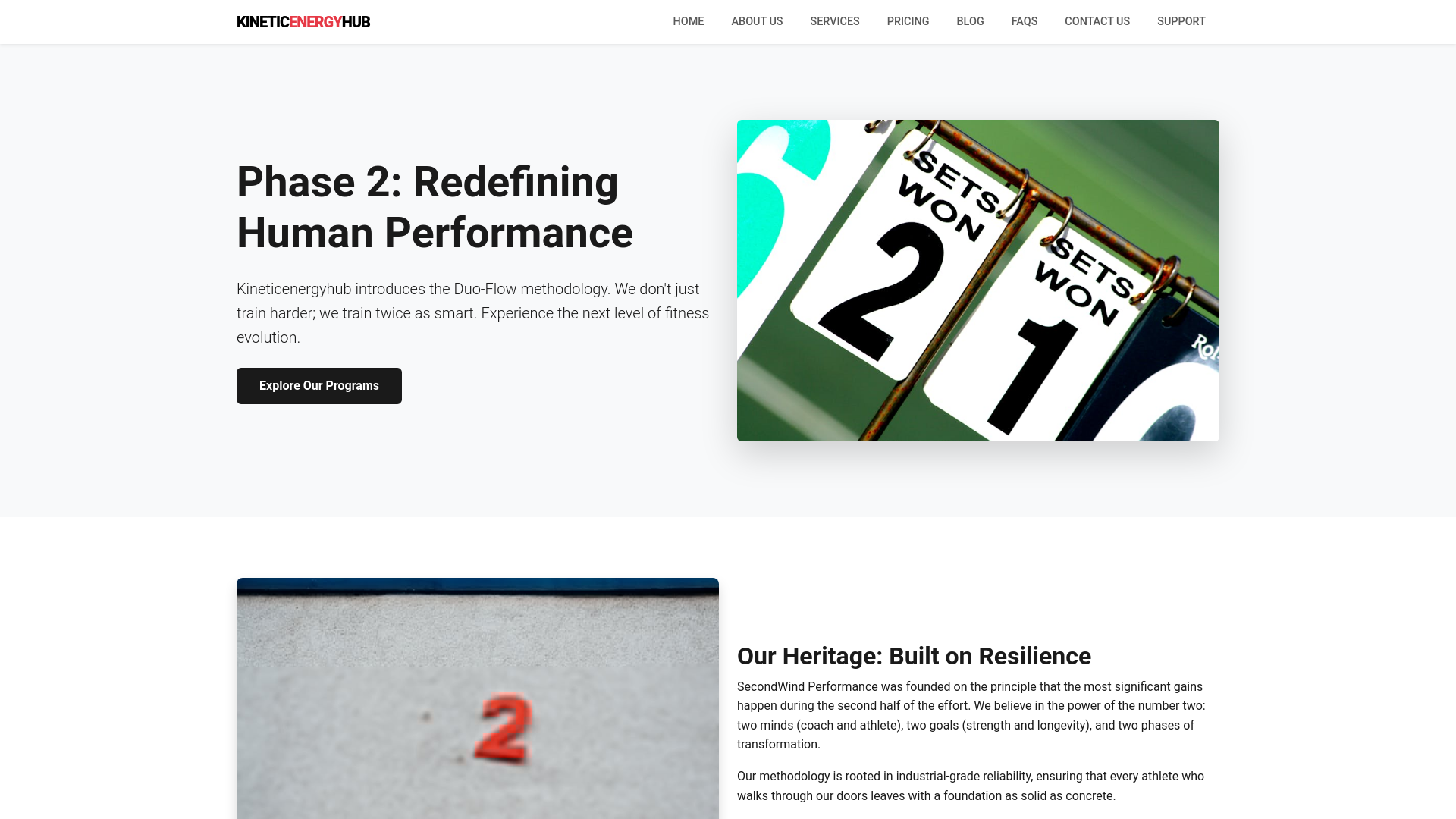 website screenshot of https://kineticenergyhub.com/