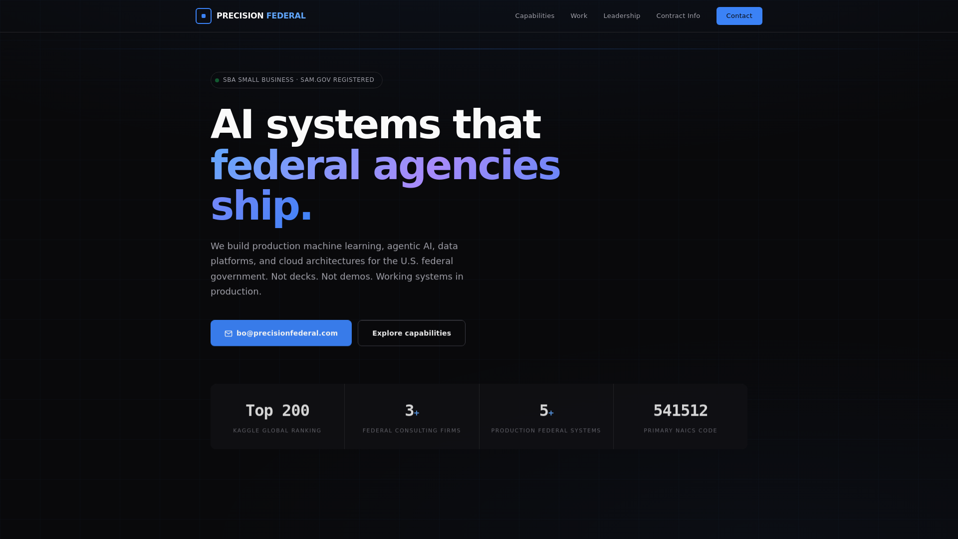 website screenshot of https://precision-federal.pages.dev/