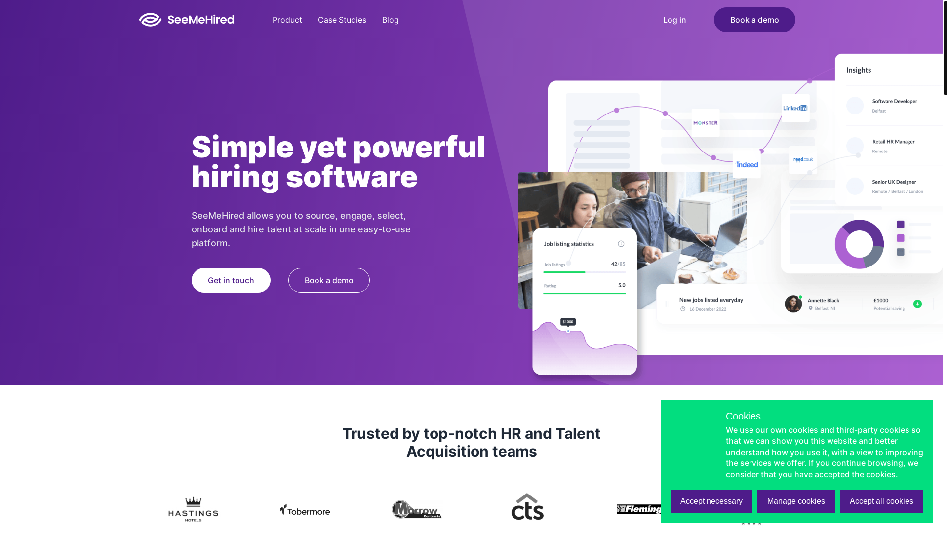 website screenshot of https://hubseemehired.com/