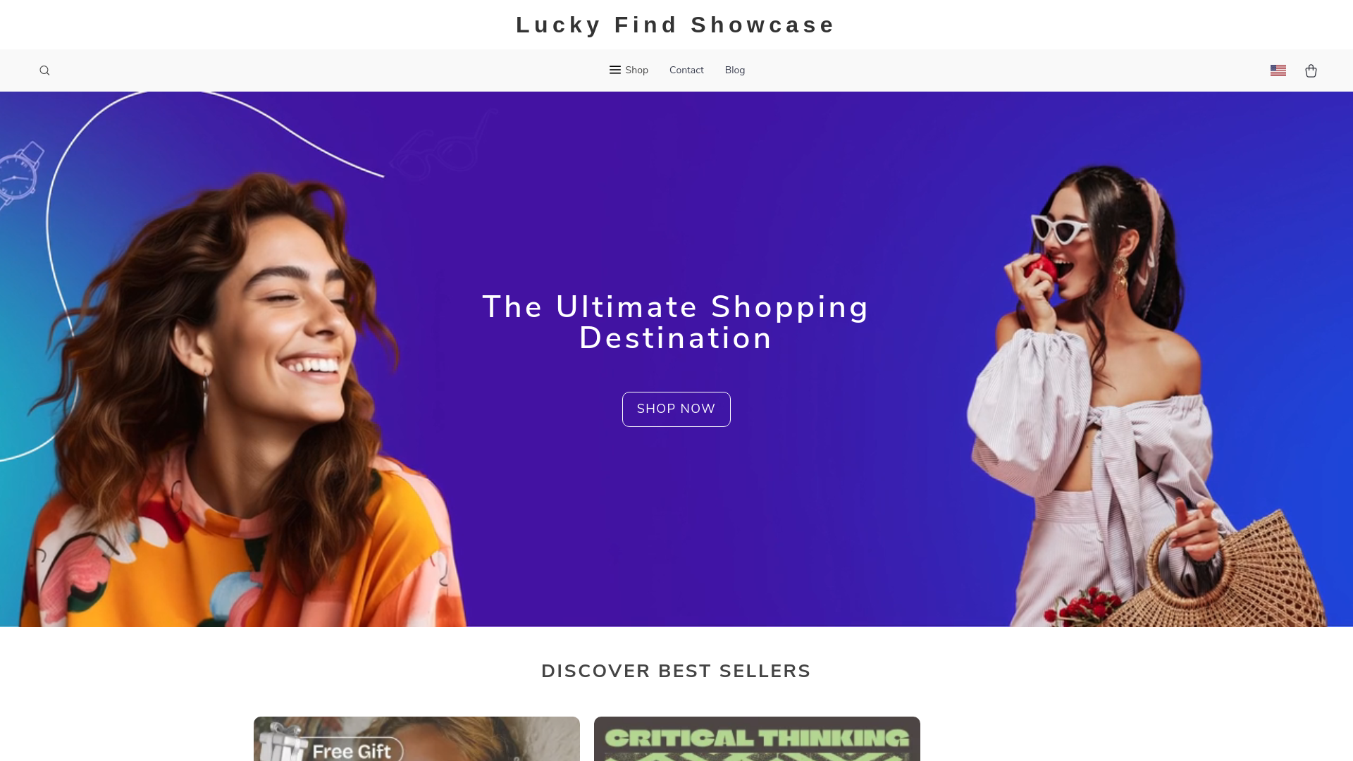 website screenshot of https://luckyfindshowcase.shop/