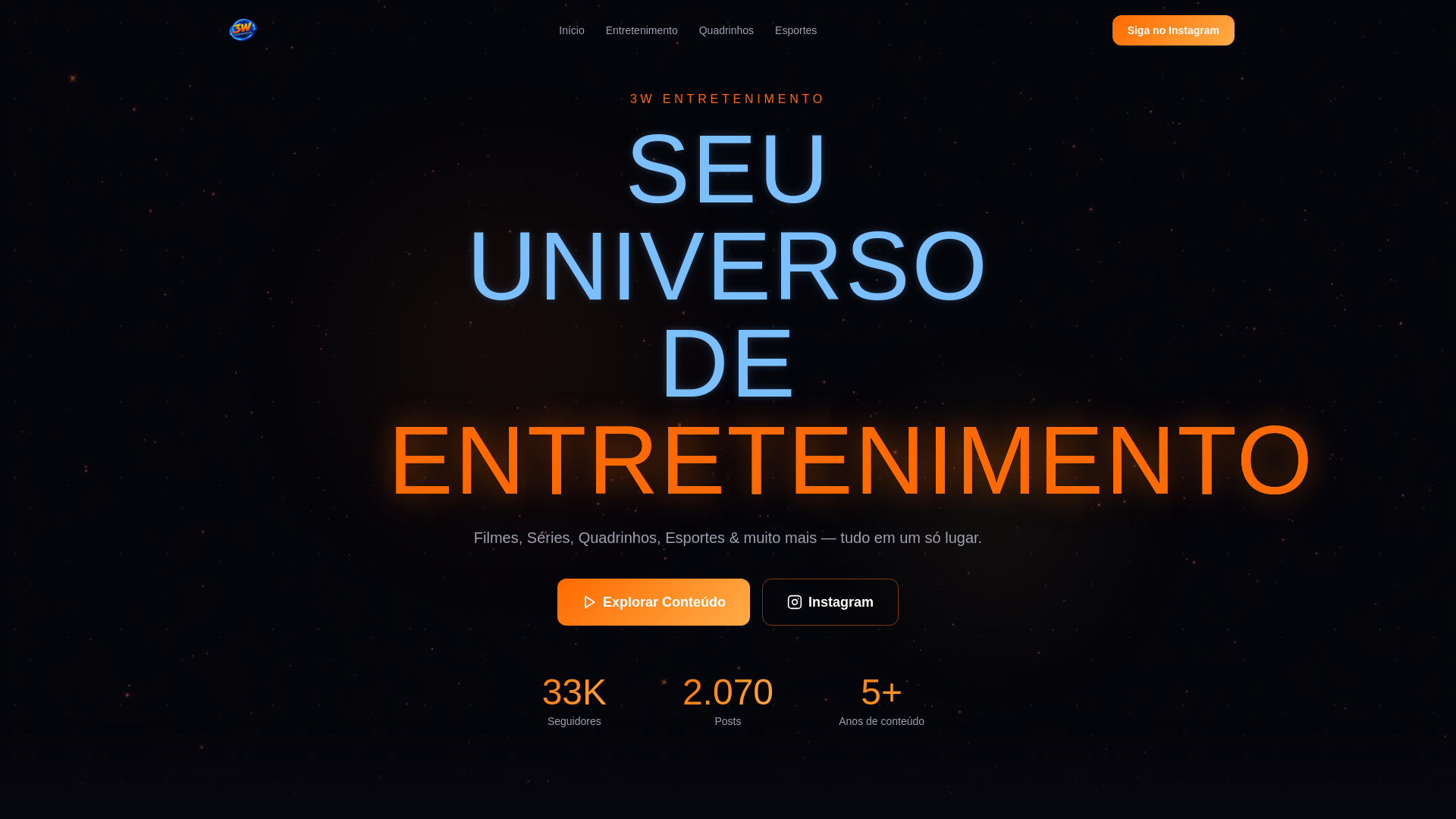 website screenshot of https://3w-entretenimento.com
