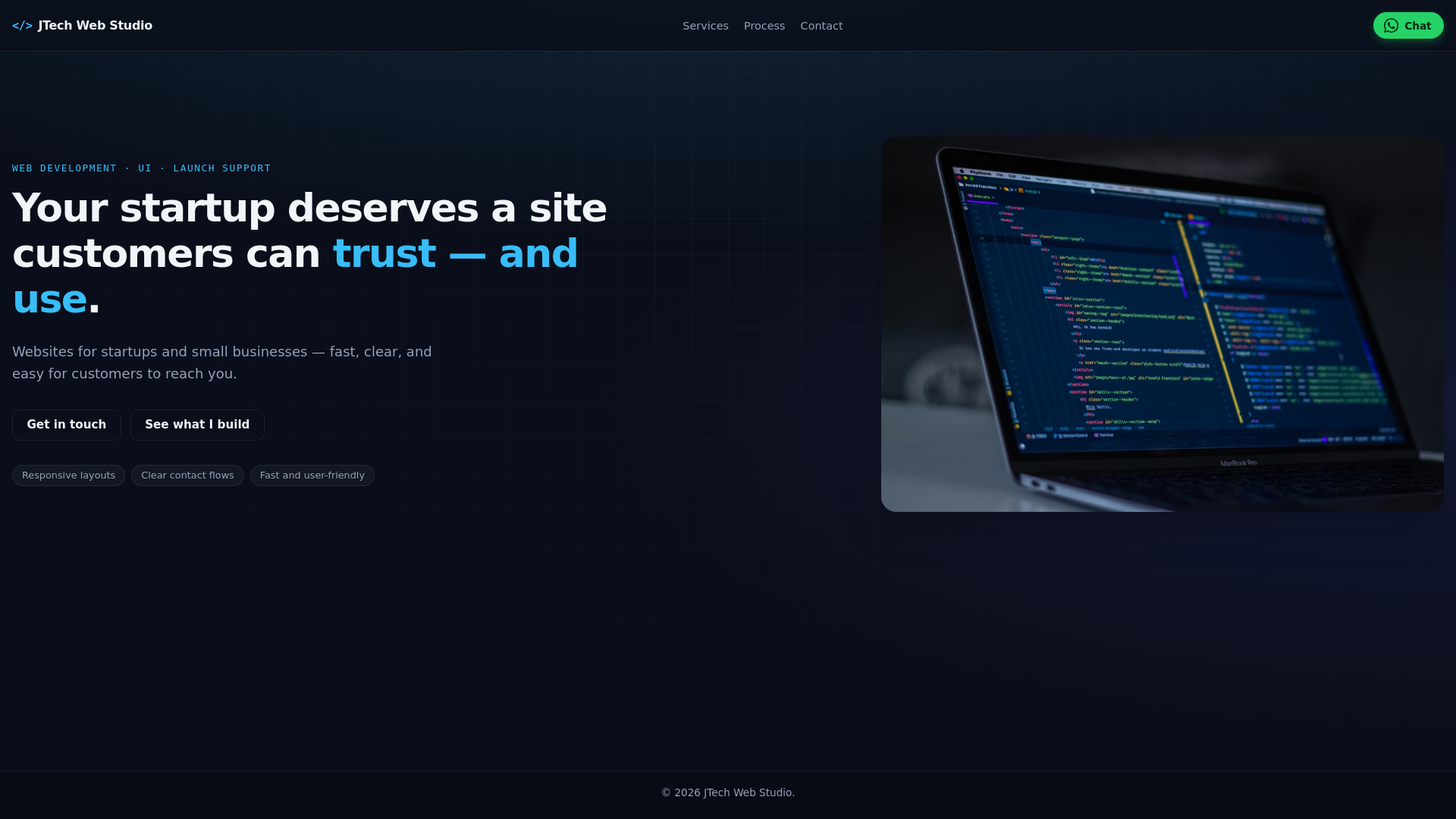website screenshot of https://jtechwebstudio.com/