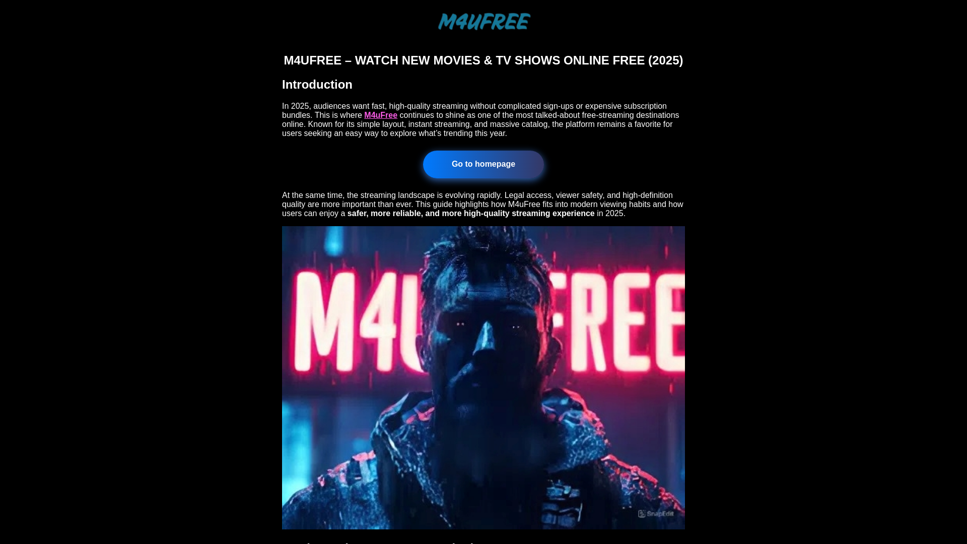 website screenshot of https://m4ufreetv.lol