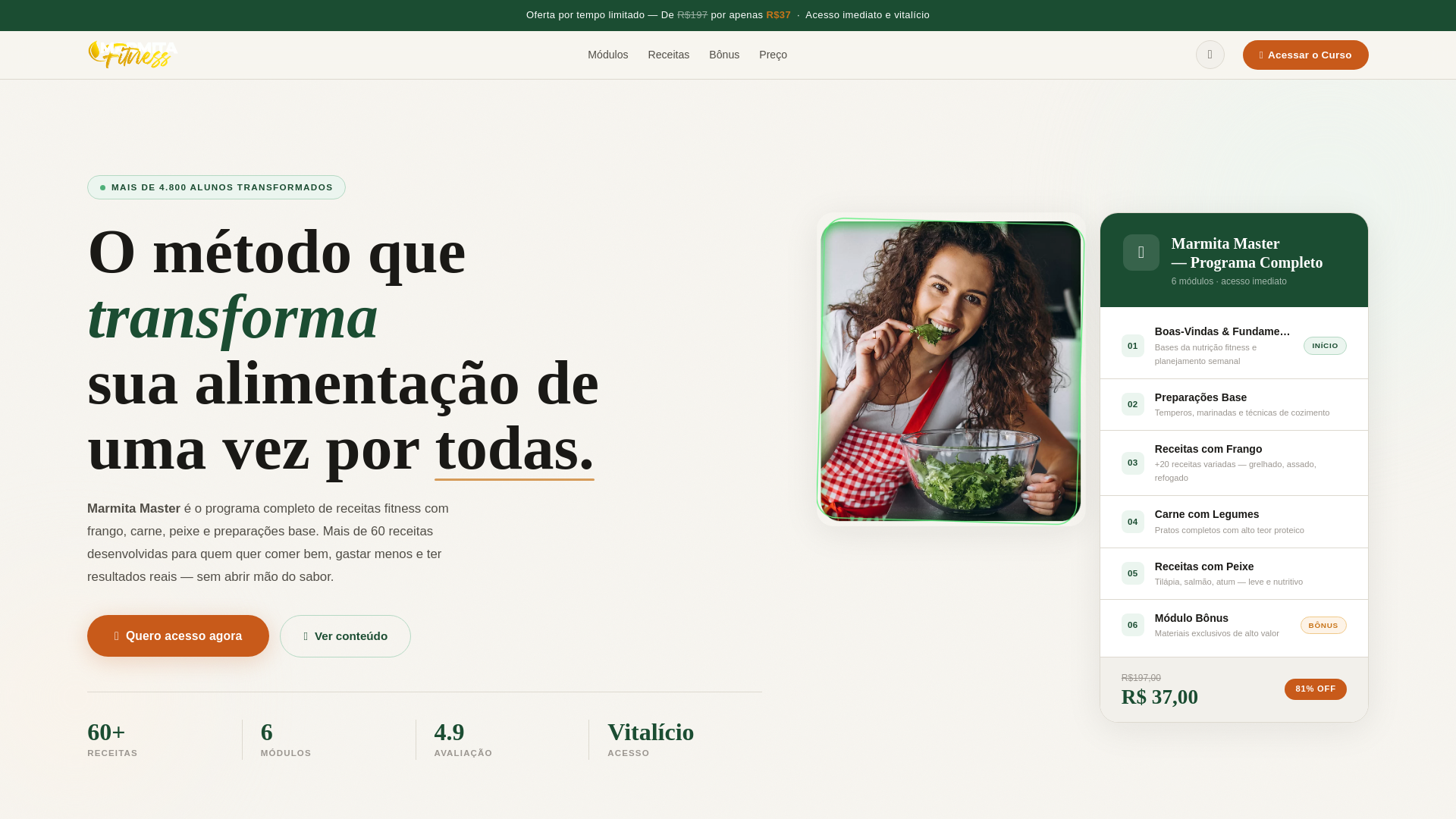 website screenshot of https://marmitamaster.com.br/