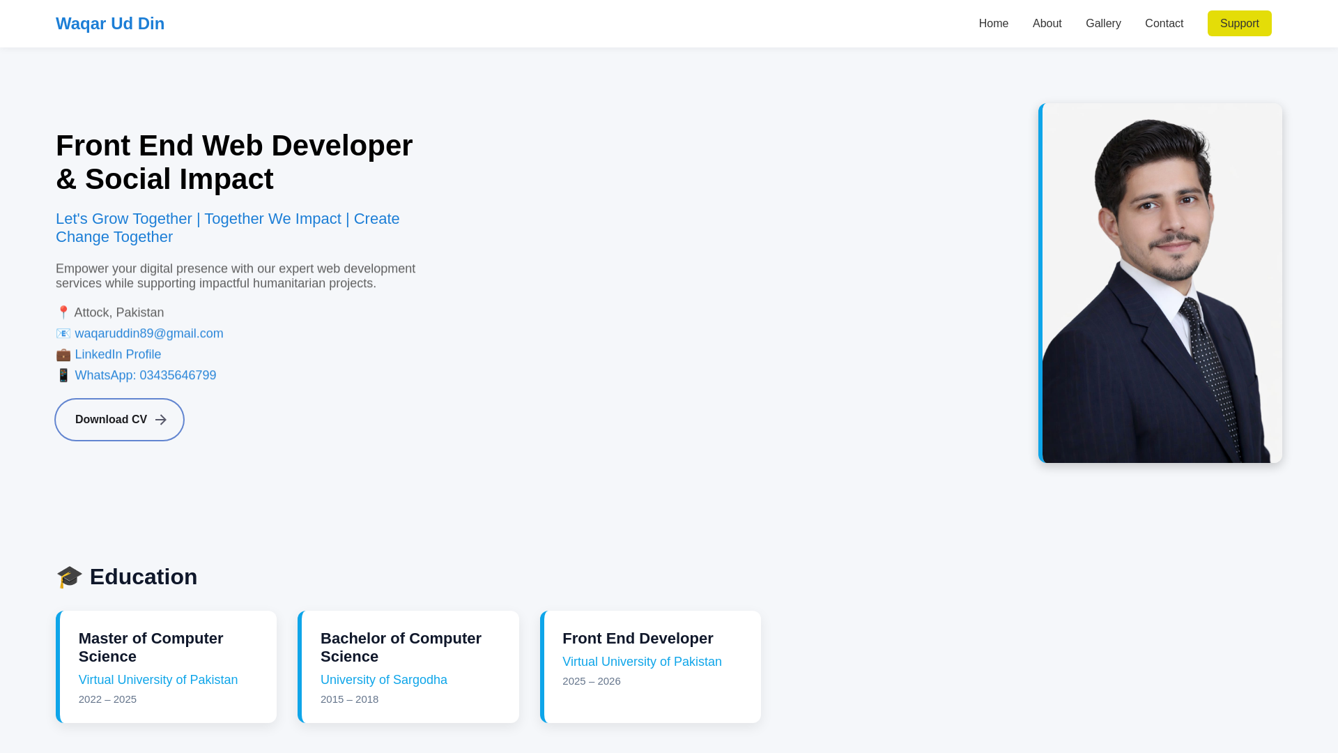 website screenshot of https://waqaruddintech.com/
