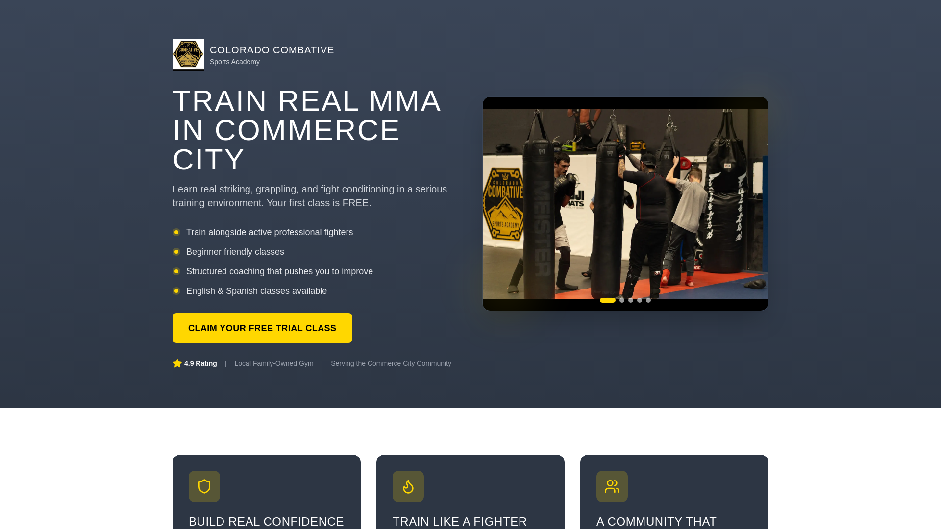 website screenshot of https://coloradocombative.com/