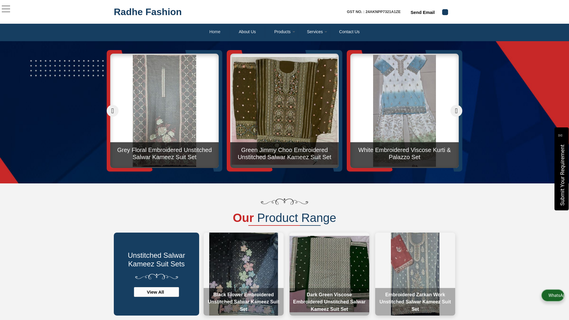 website screenshot of https://radhefashionn.in/