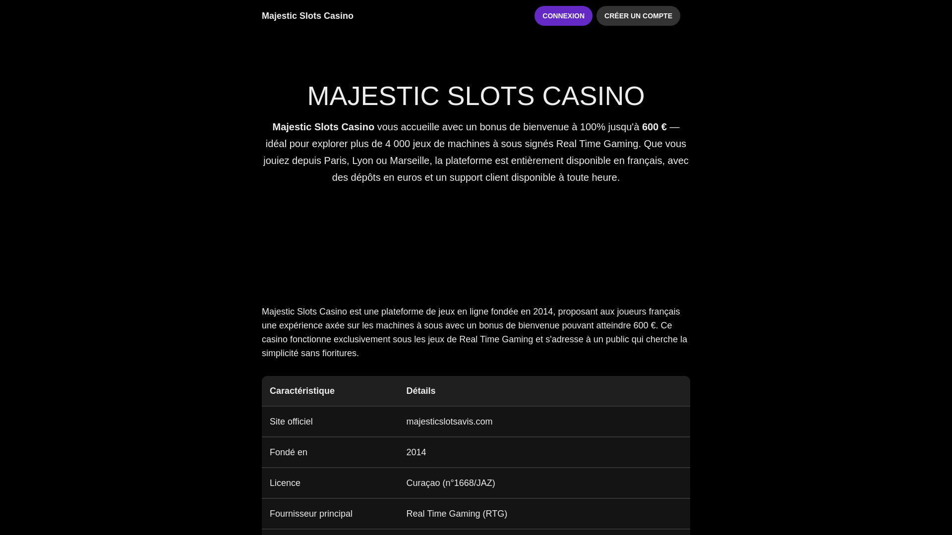 website screenshot of https://majesticslotsavis.com