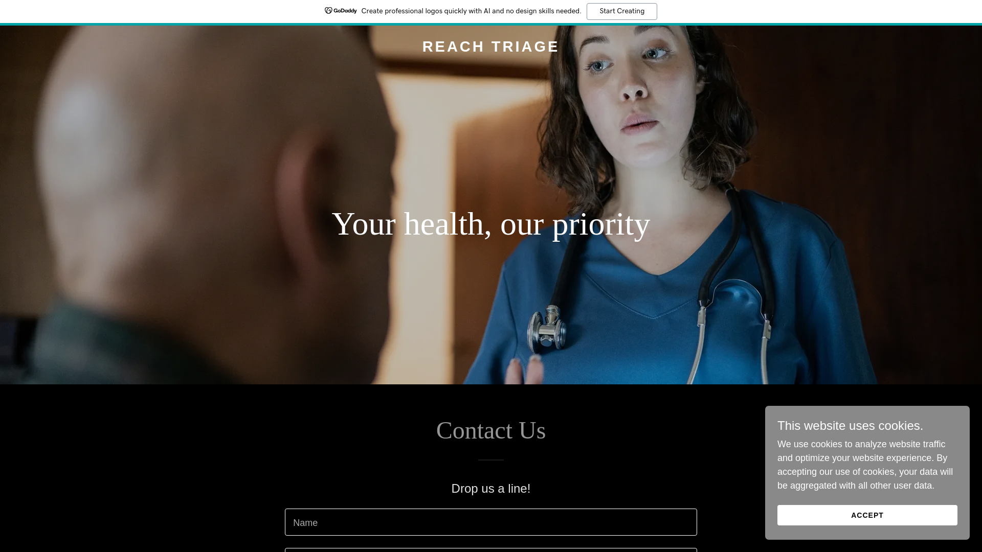 website screenshot of https://reachtriage.net/