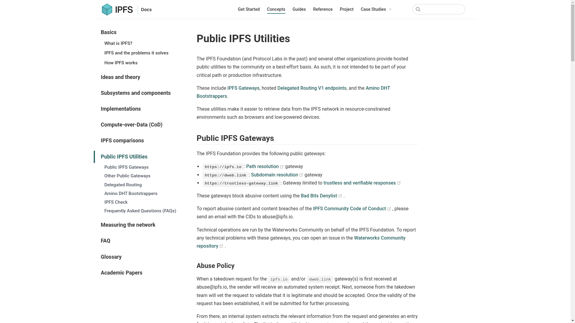 website screenshot of https://dweb.link/
