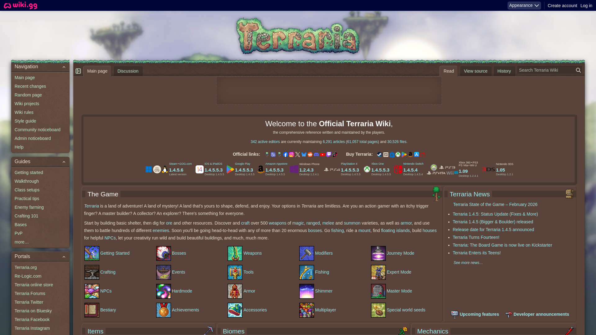 website screenshot of https://terraria.wiki.gg