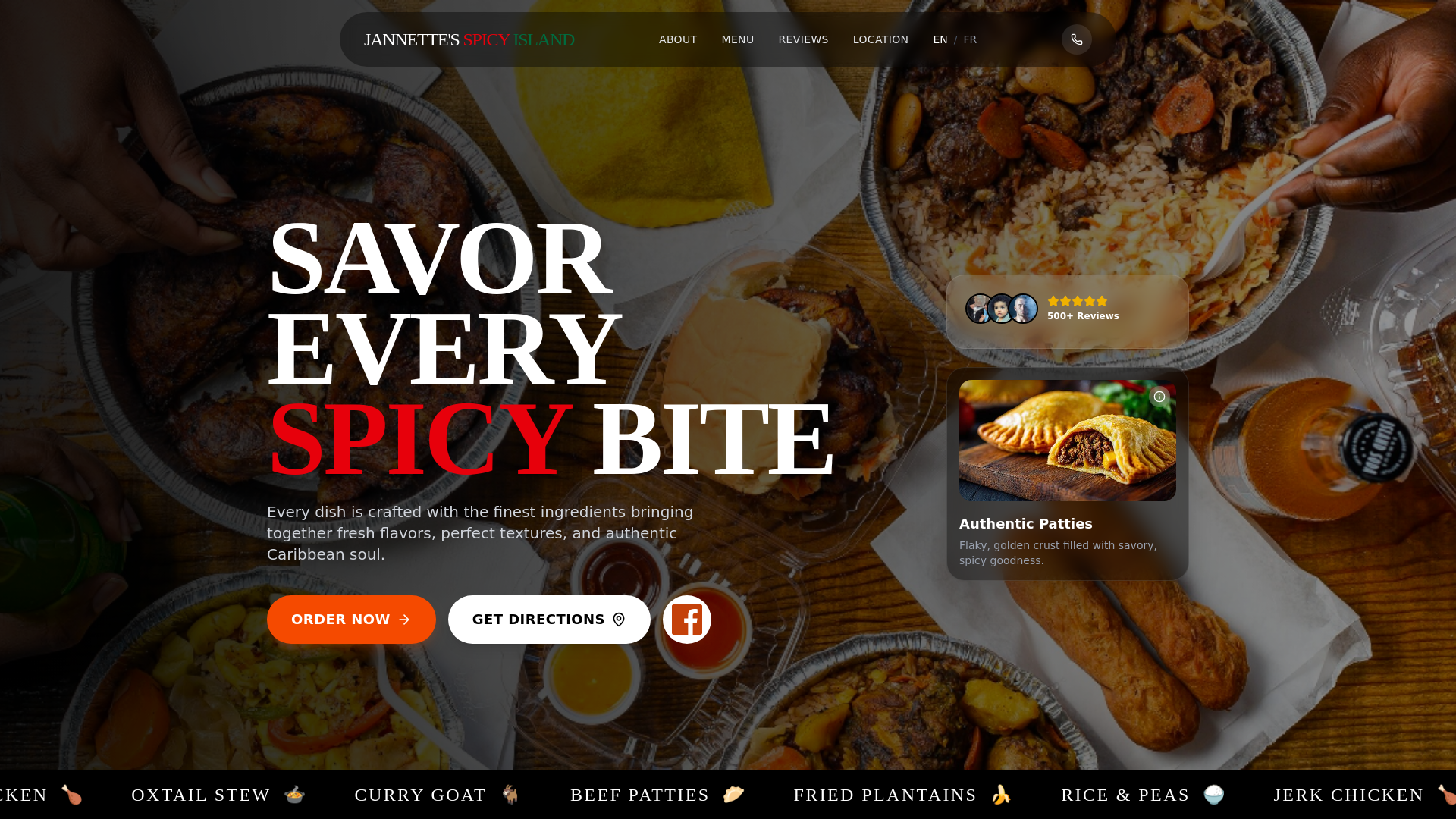 website screenshot of https://jannettecaribbean.ca