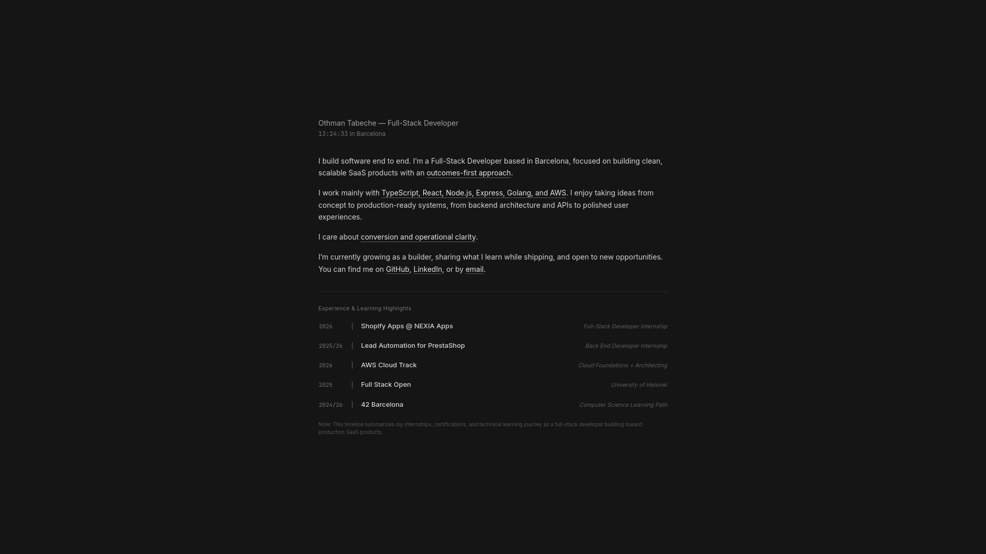 website screenshot of https://othmantabeche.dev/