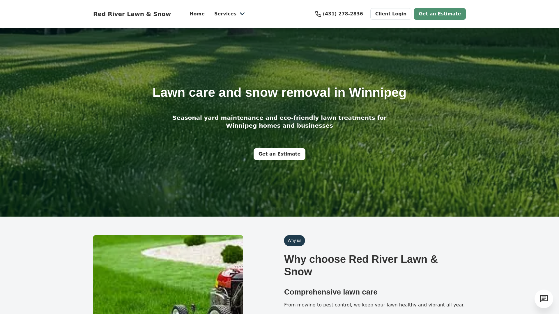 website screenshot of https://redriverlawnandsnow.com/