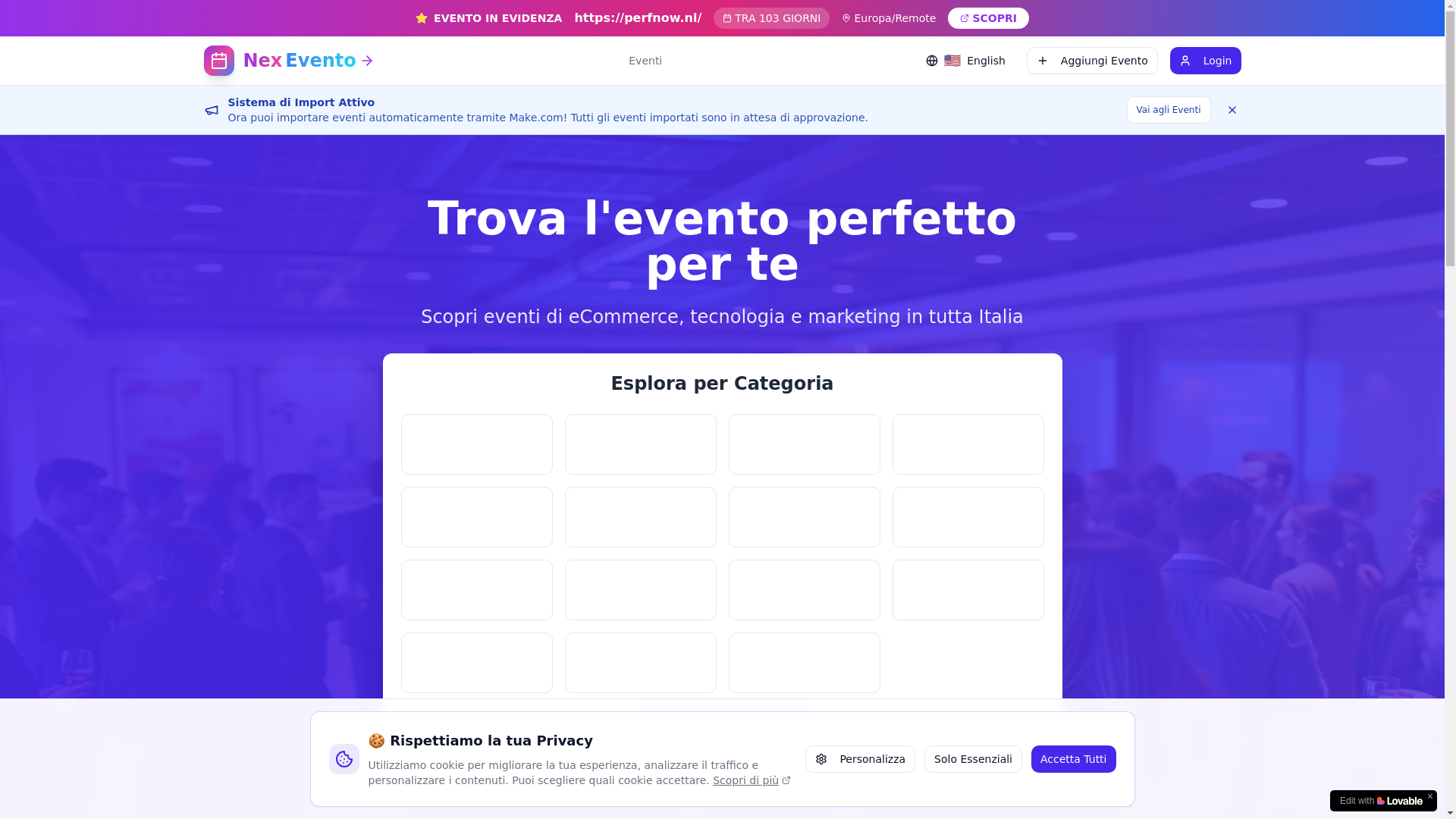 website screenshot of https://nexevento.com/