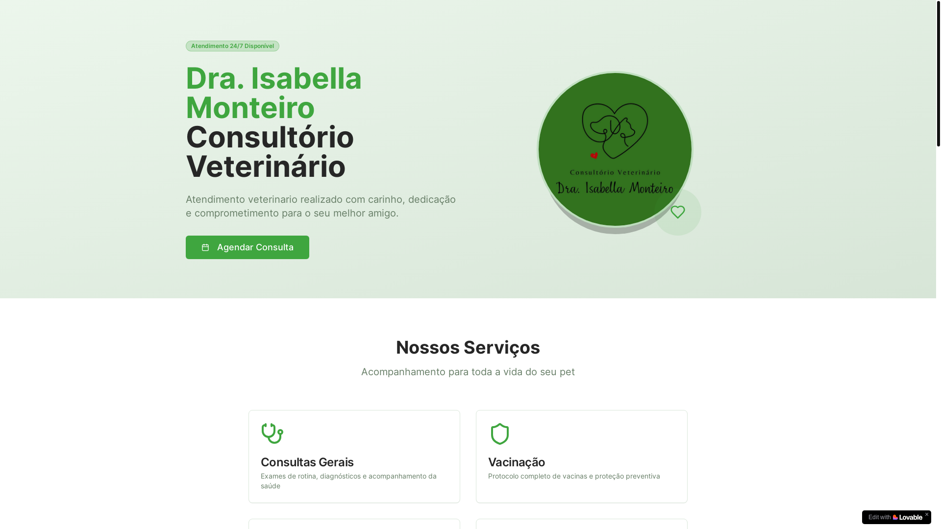 website screenshot of https://isabellamonteiro.vet.br/