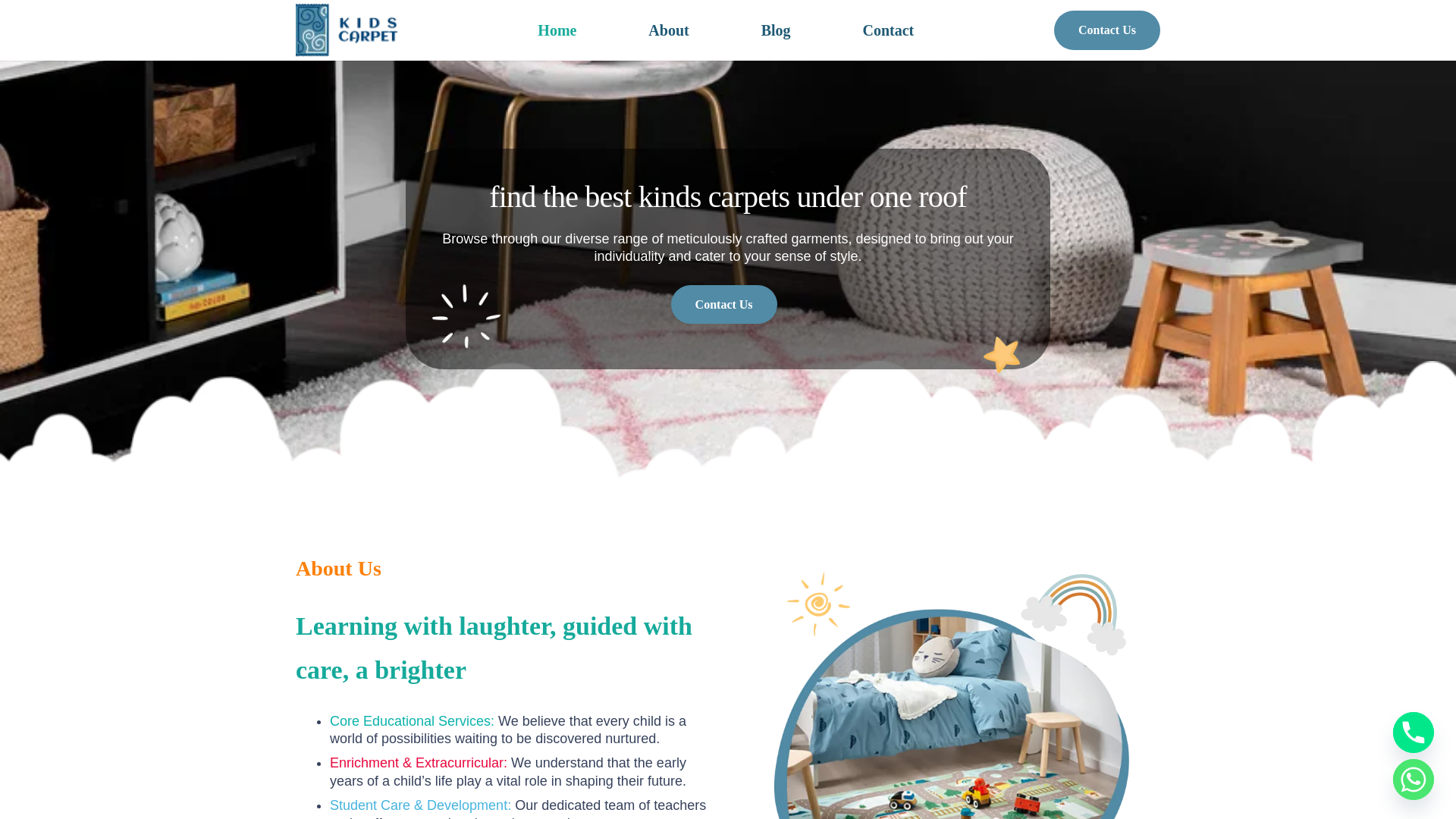 website screenshot of https://kidscarpet.ae