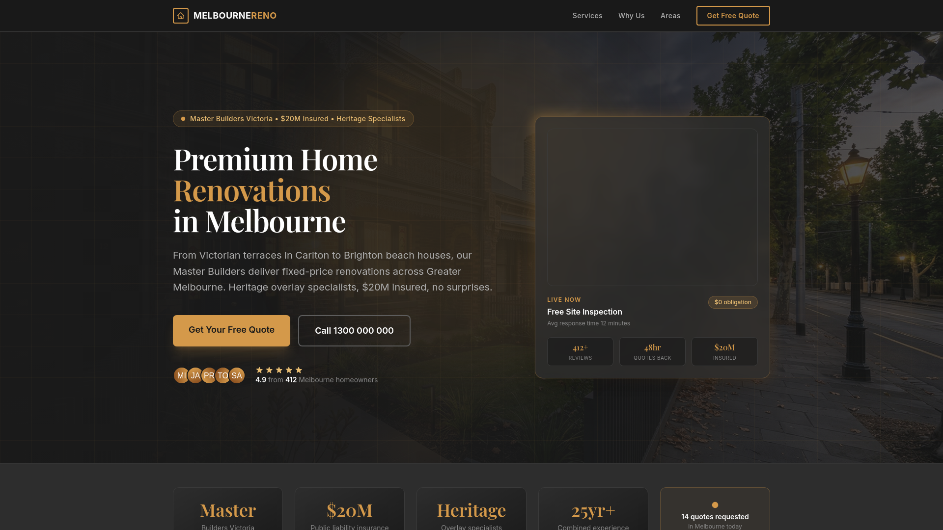 website screenshot of https://melbrenoshq.com.au/