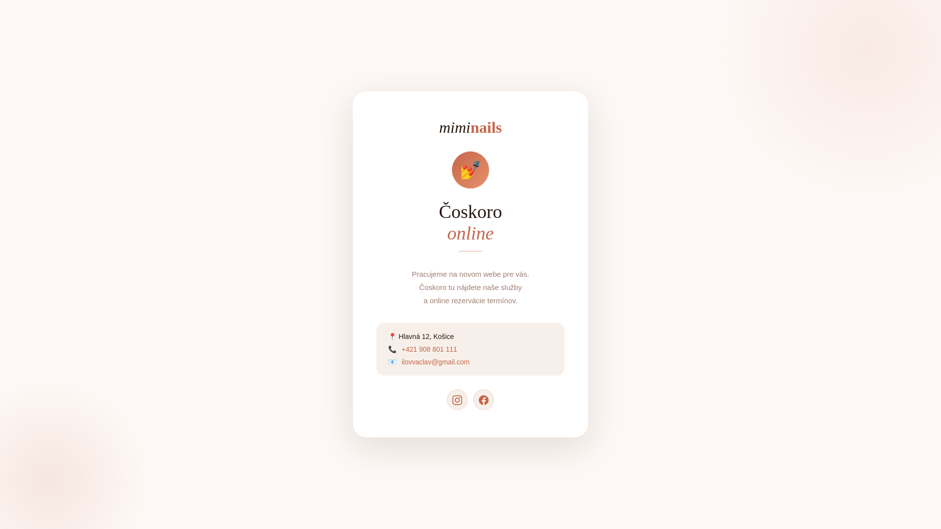 website screenshot of https://miminails.sk/