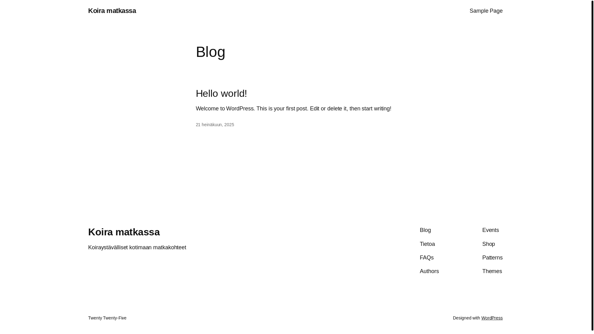 website screenshot of https://koiramatkassa.fi/