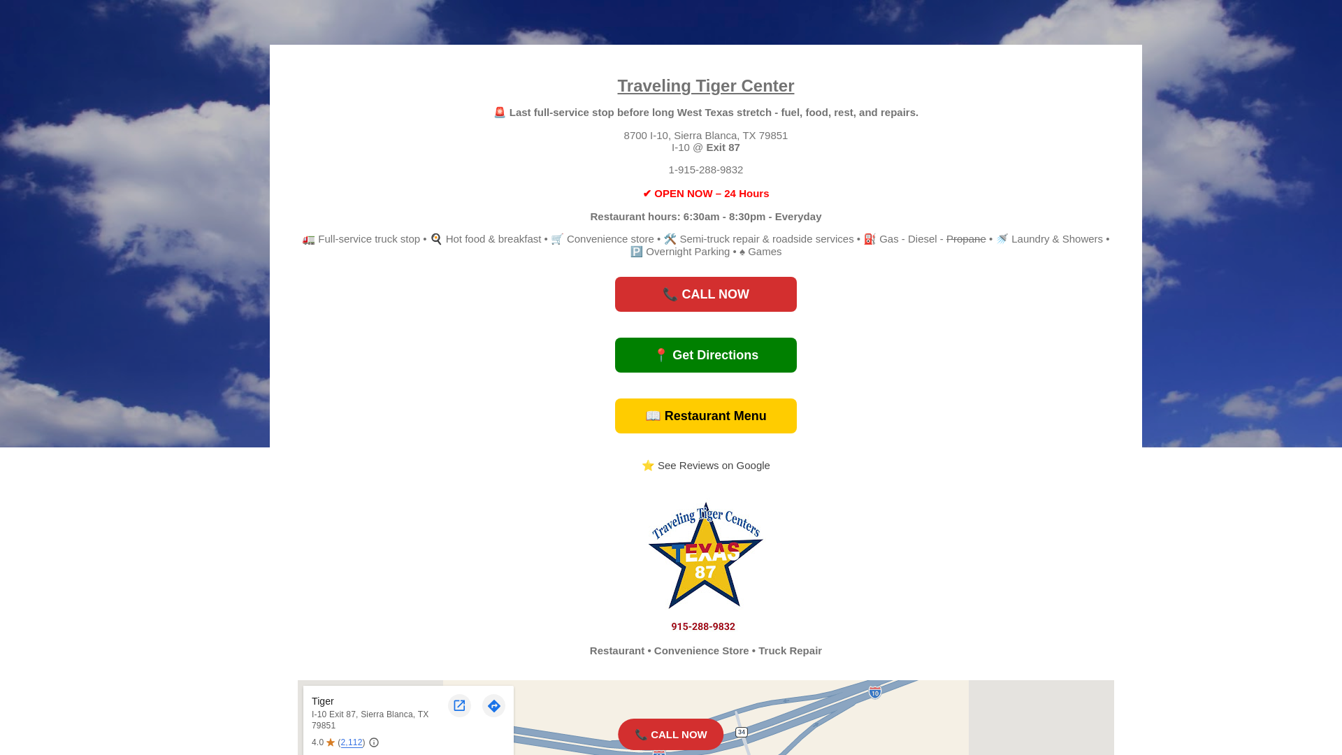 website screenshot of https://travelingtigercenter.com/