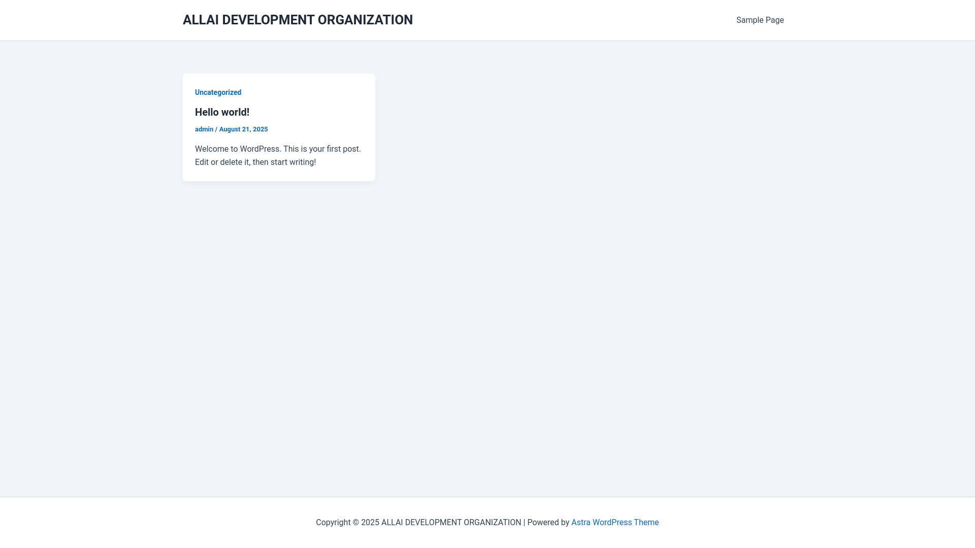 website screenshot of https://allaidevelopmentorganization.org/