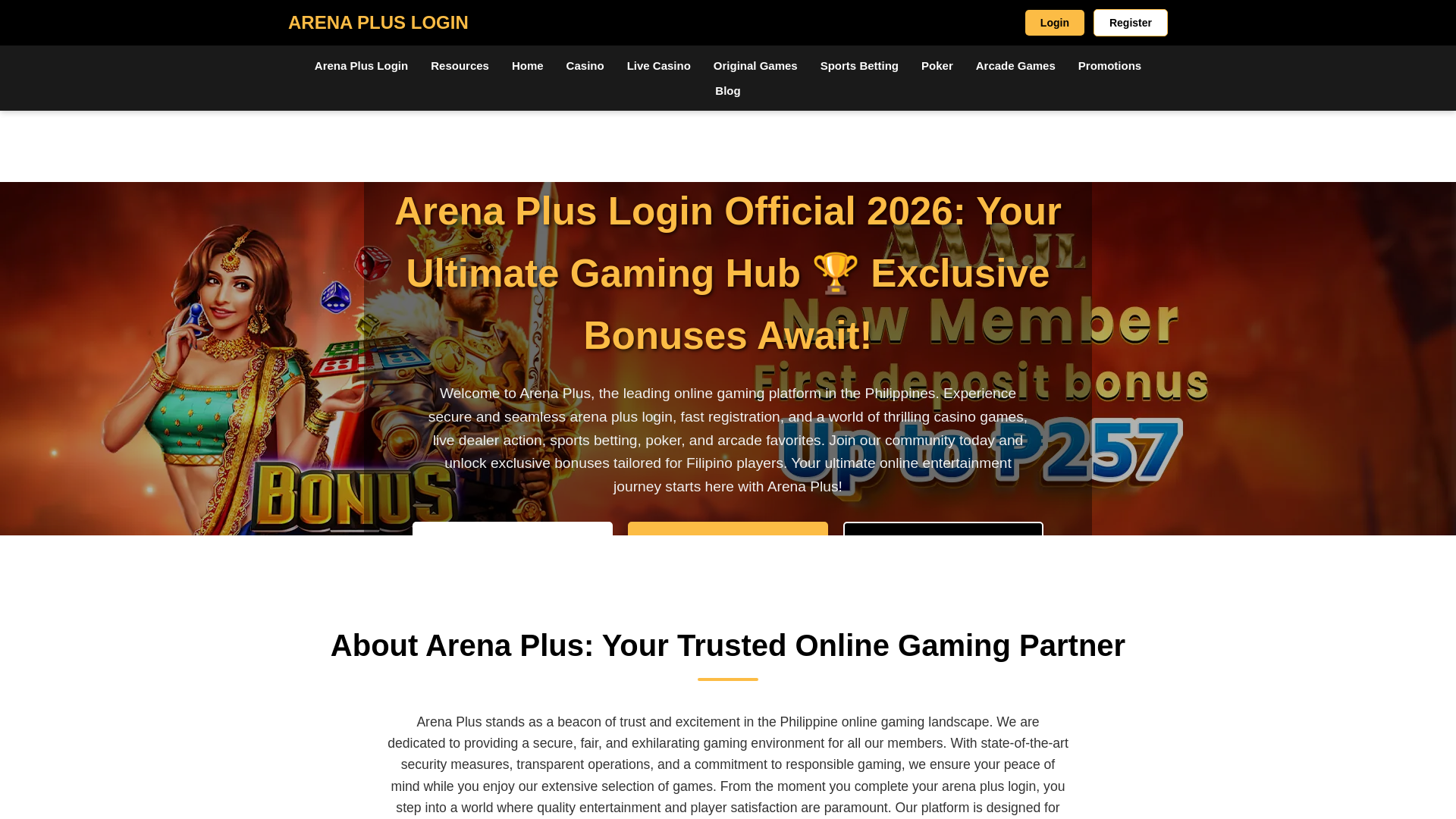 website screenshot of https://arenaplusph11.com/
