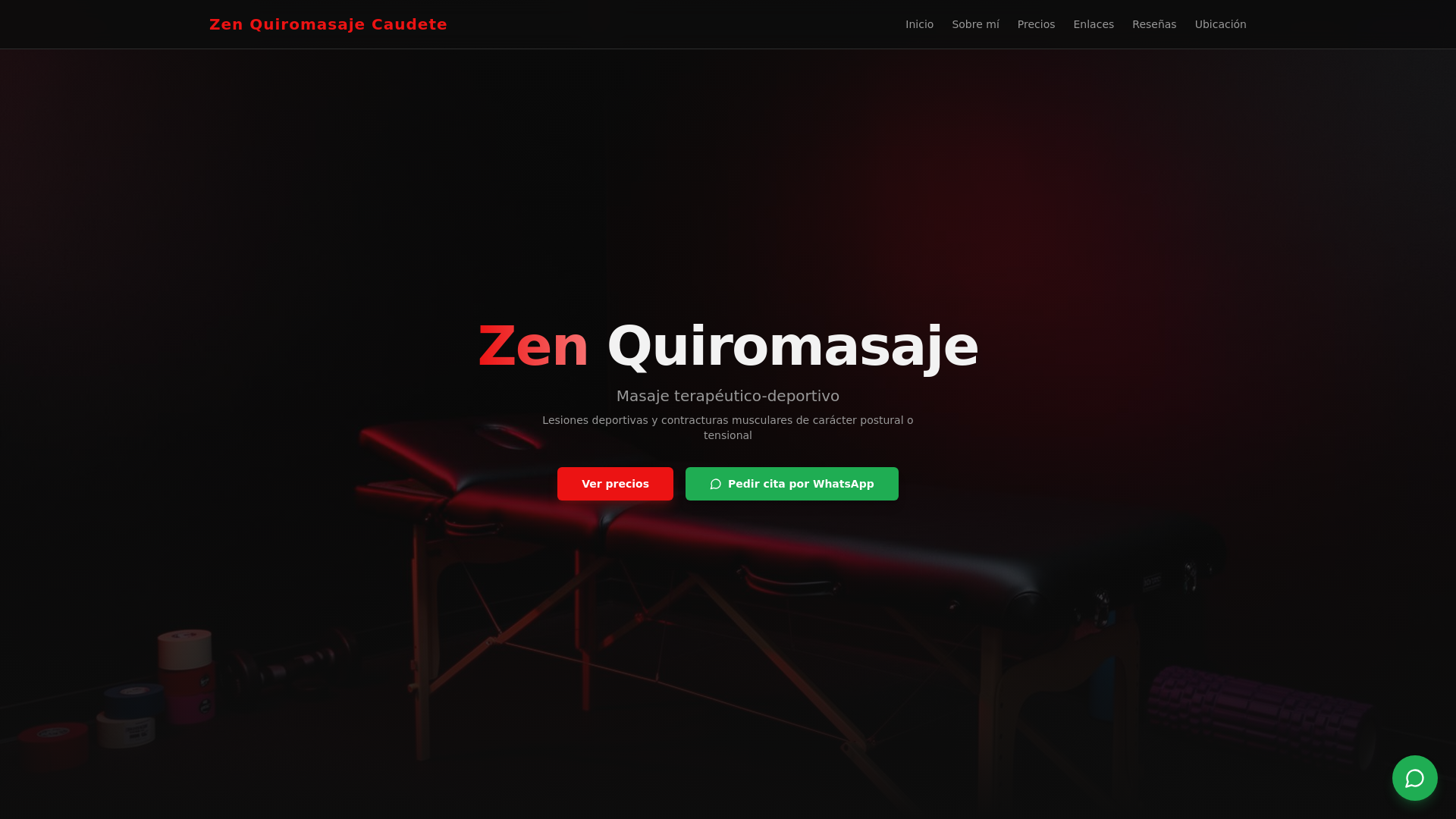 website screenshot of https://zenquiromasajes.com/