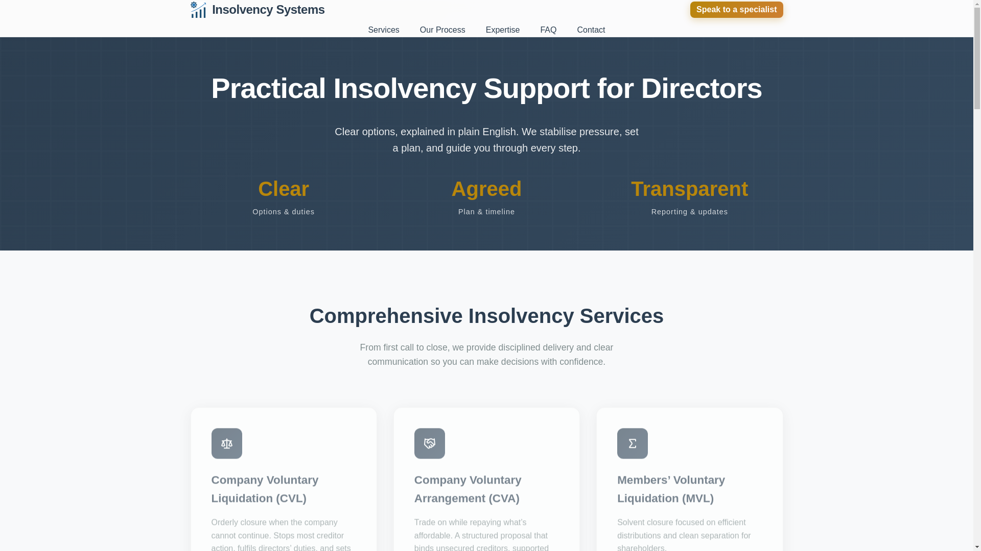 website screenshot of https://insolvencysystems.pages.dev/