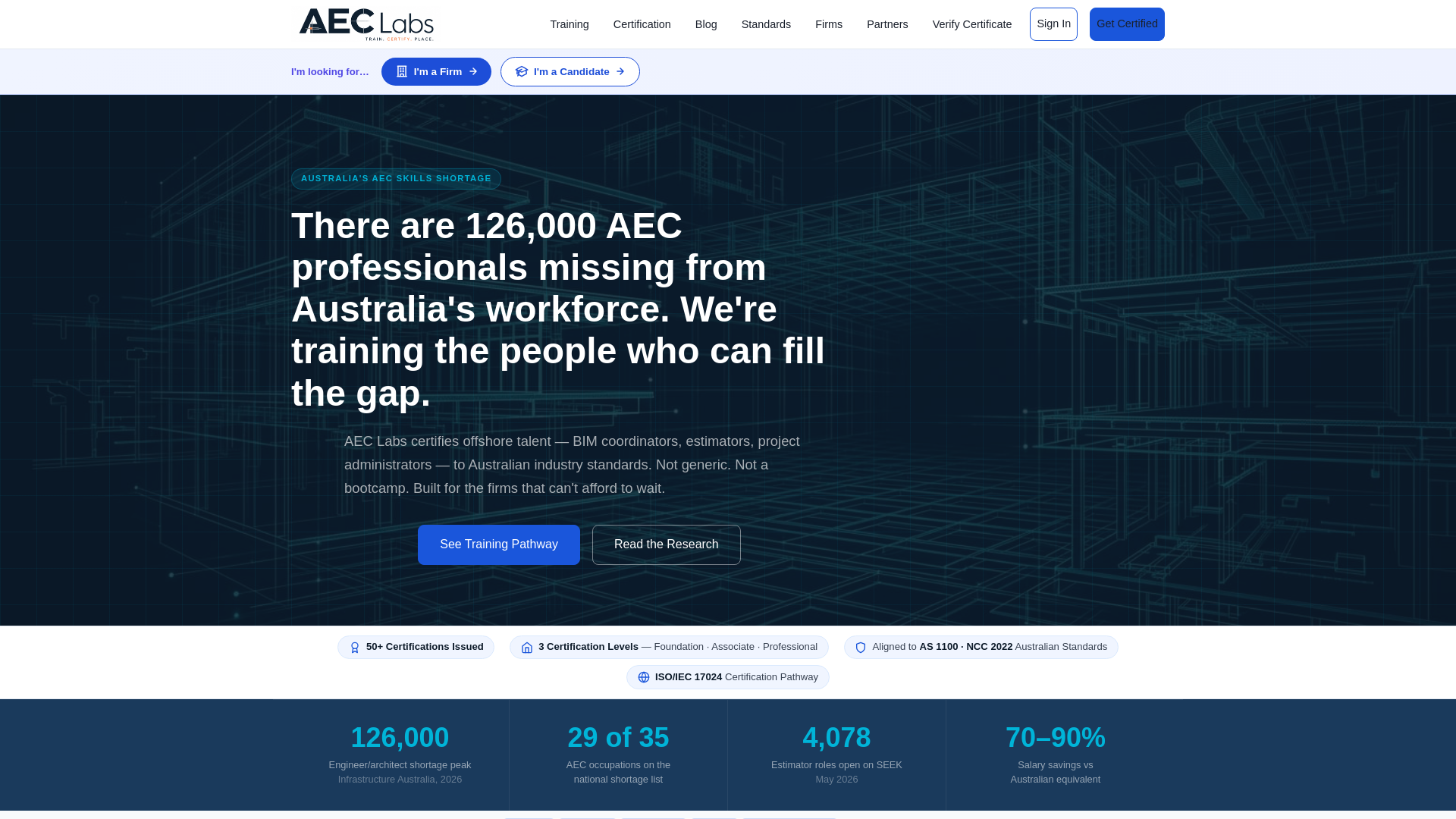 website screenshot of https://aeclabs.com.au/