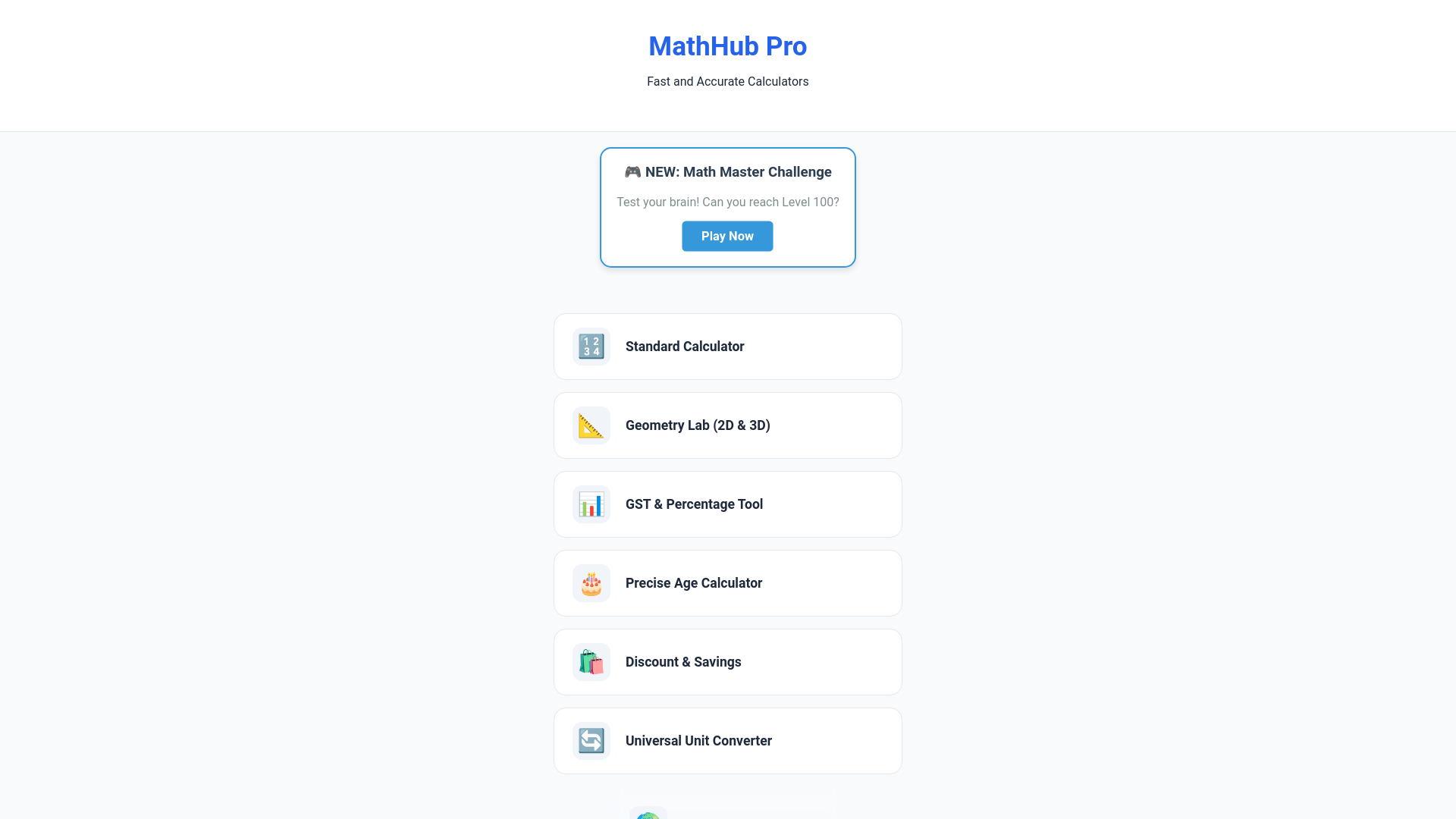 website screenshot of https://mathhub-pro.pages.dev/