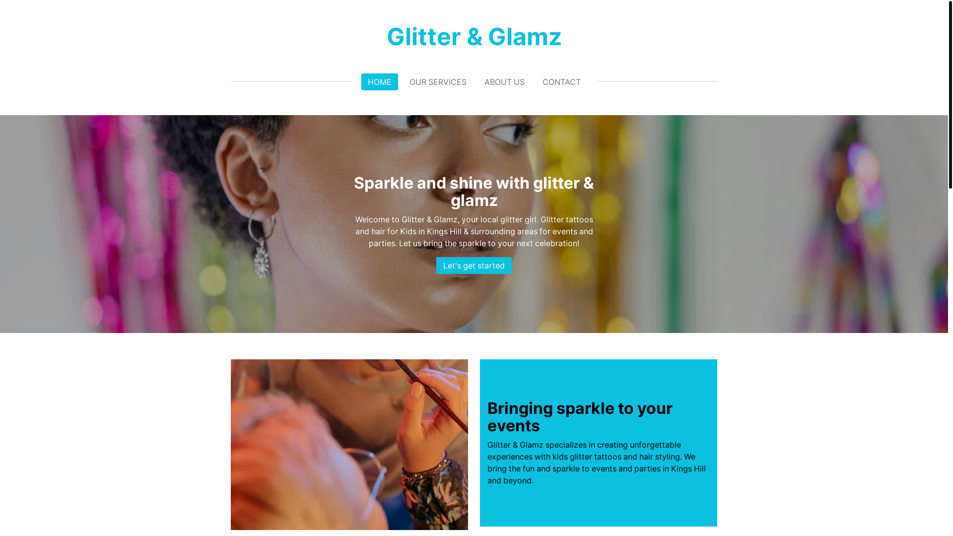 website screenshot of https://glitterandglamz.co.uk/