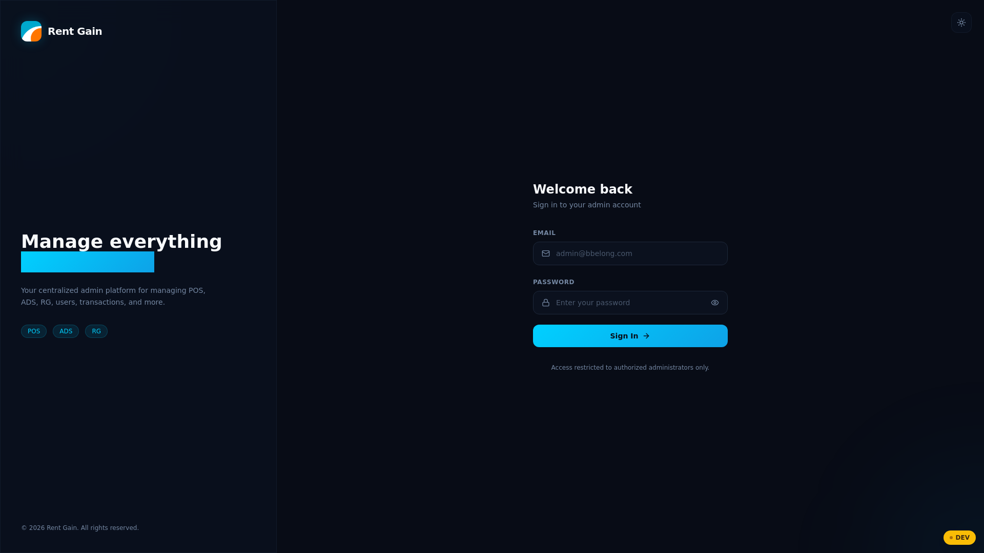 website screenshot of https://dev-admin-e0h.pages.dev/