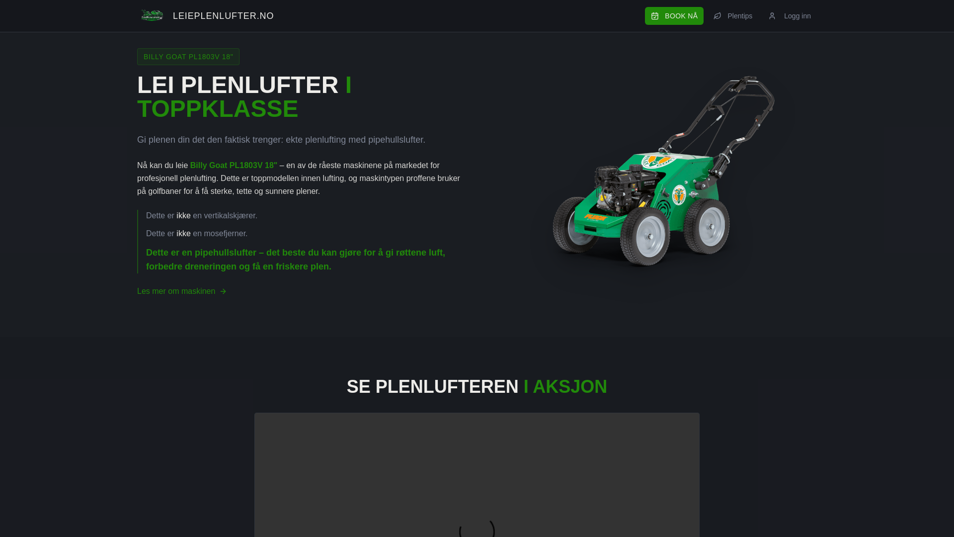 website screenshot of https://leieplenlufter.no/