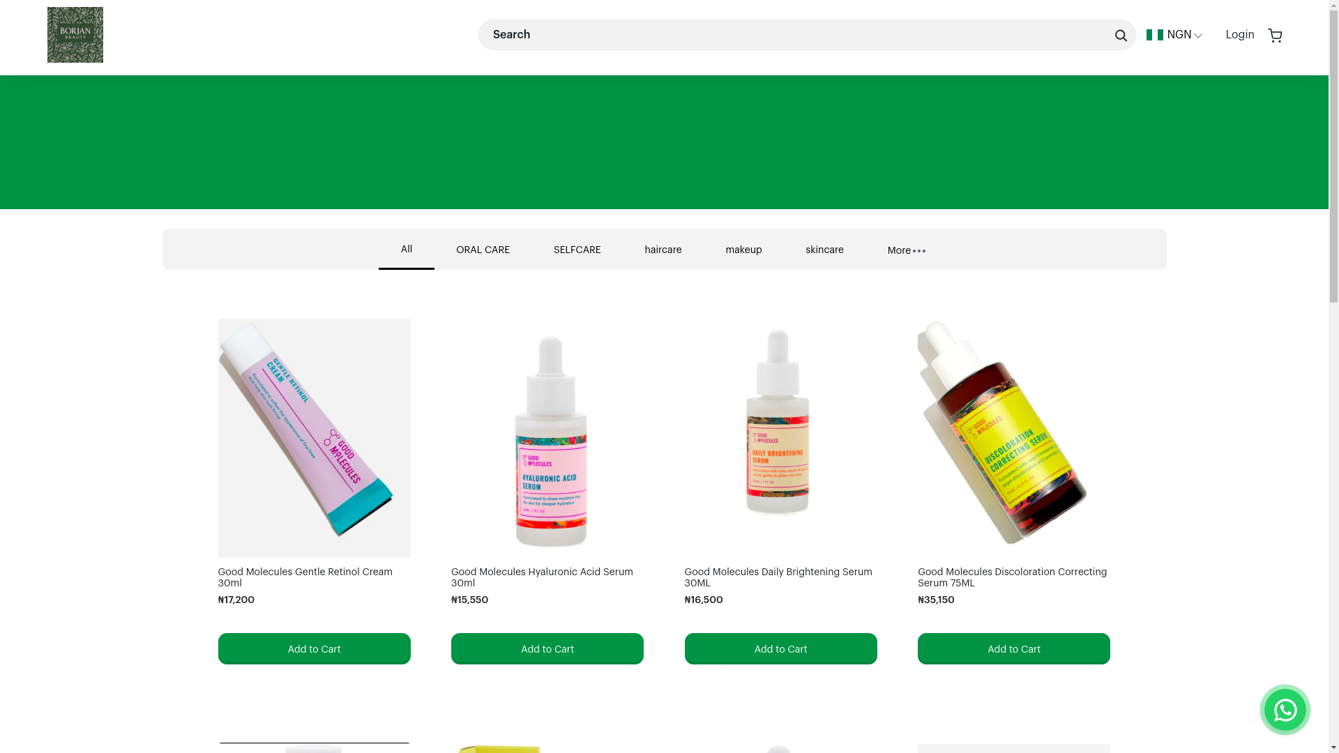 website screenshot of https://borjanbeauty.com.ng/