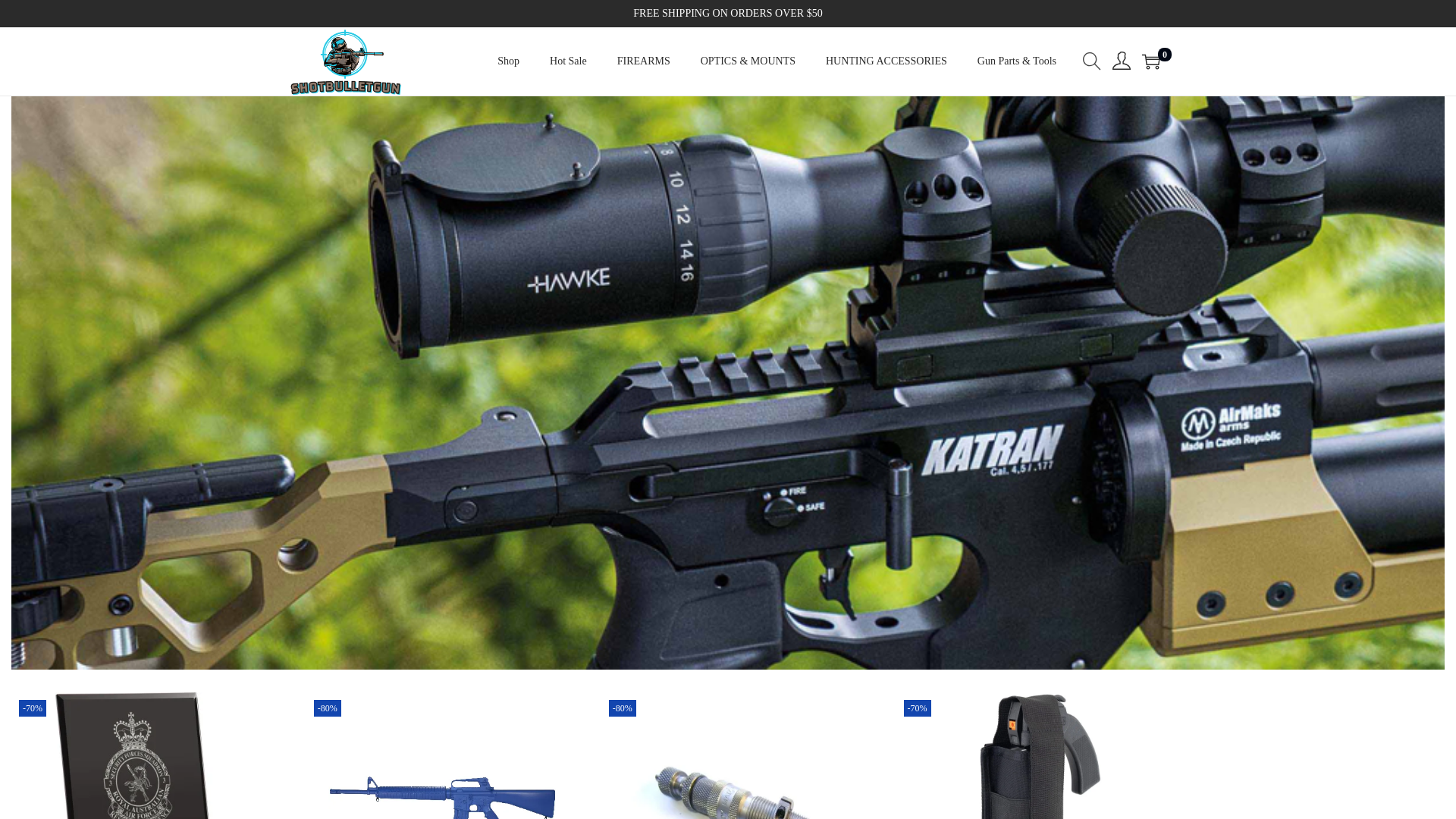 website screenshot of https://shotbulletgun.com