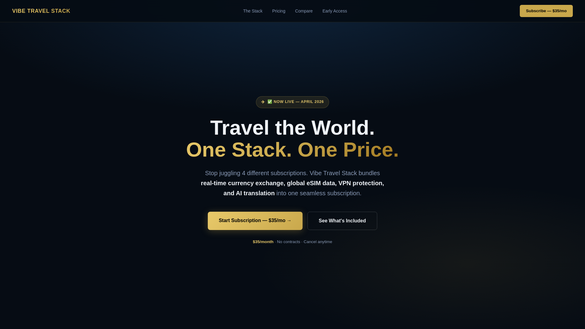 website screenshot of https://vibetravelstack.com/
